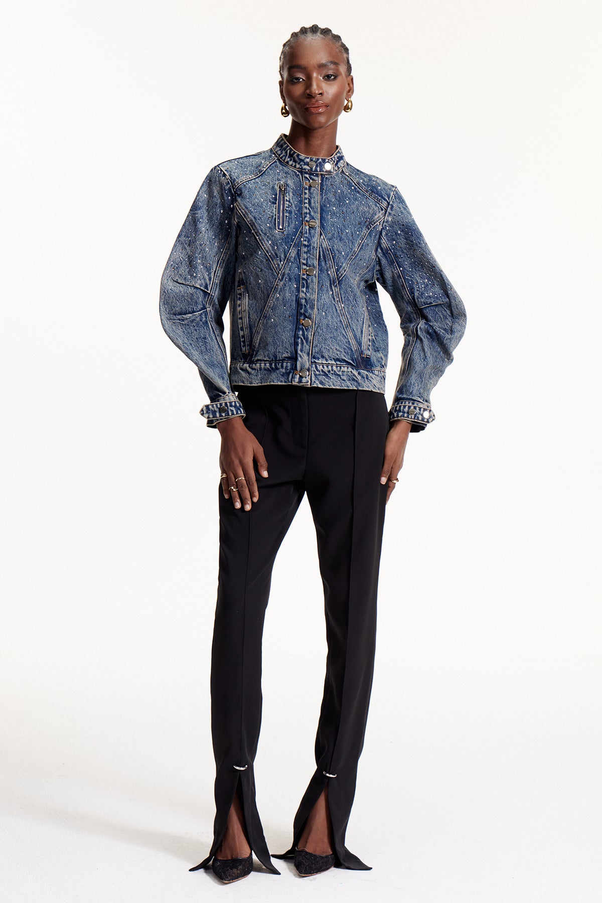 Elouan Deconstruct Embellished Denim Jacket