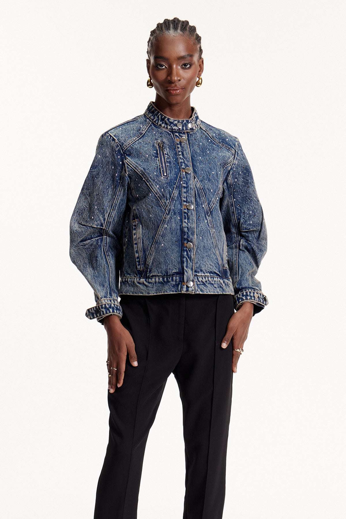 Elouan Deconstruct Embellished Denim Jacket