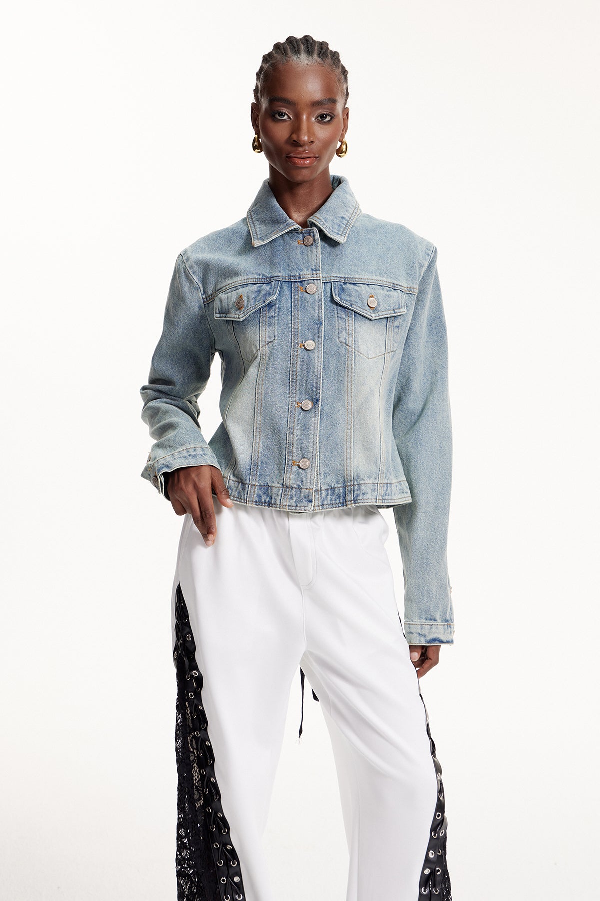 Elowen Lace Up Denim Jacket