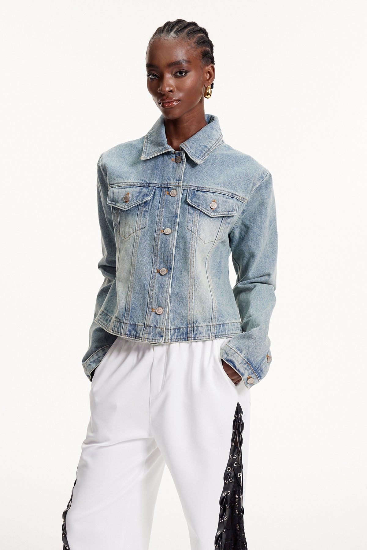 Elowen Lace Up Denim Jacket