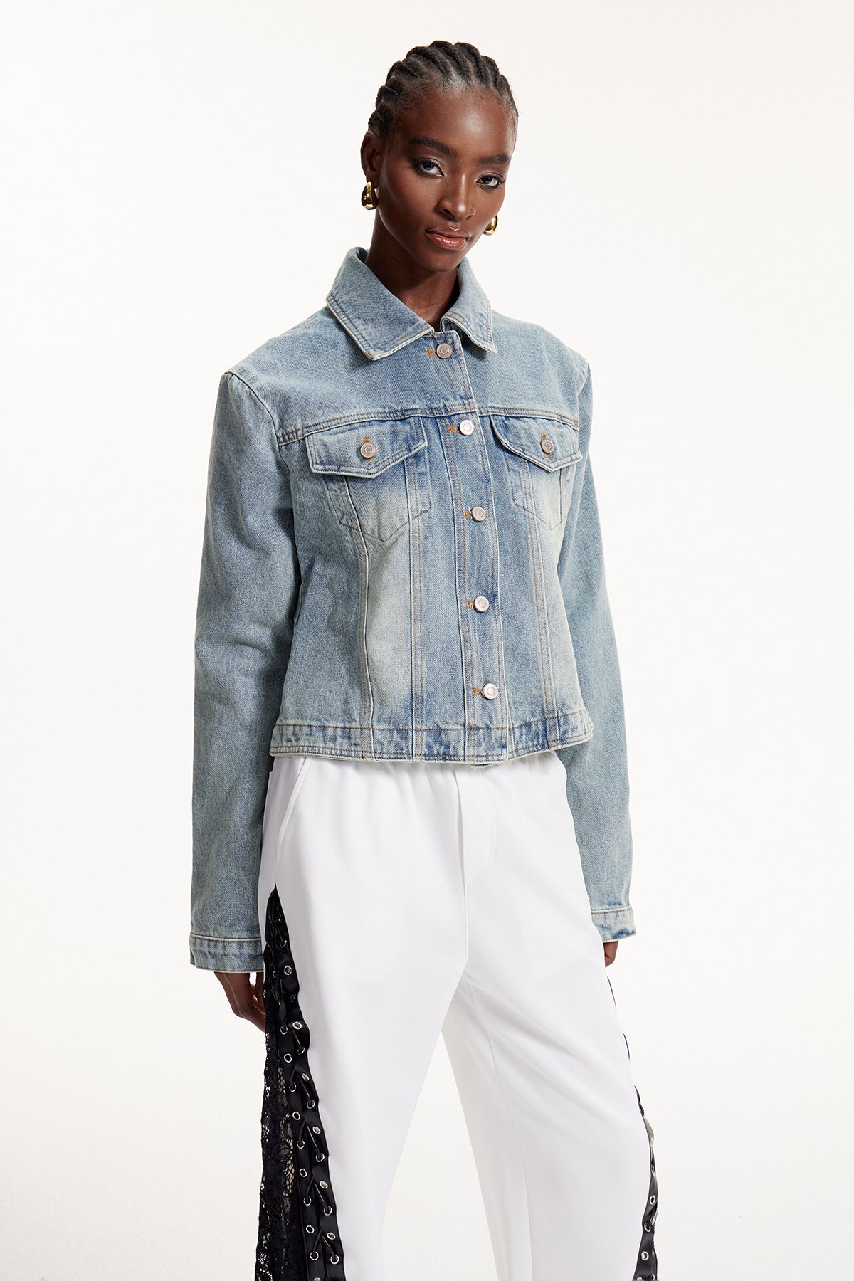 Elowen Lace Up Denim Jacket