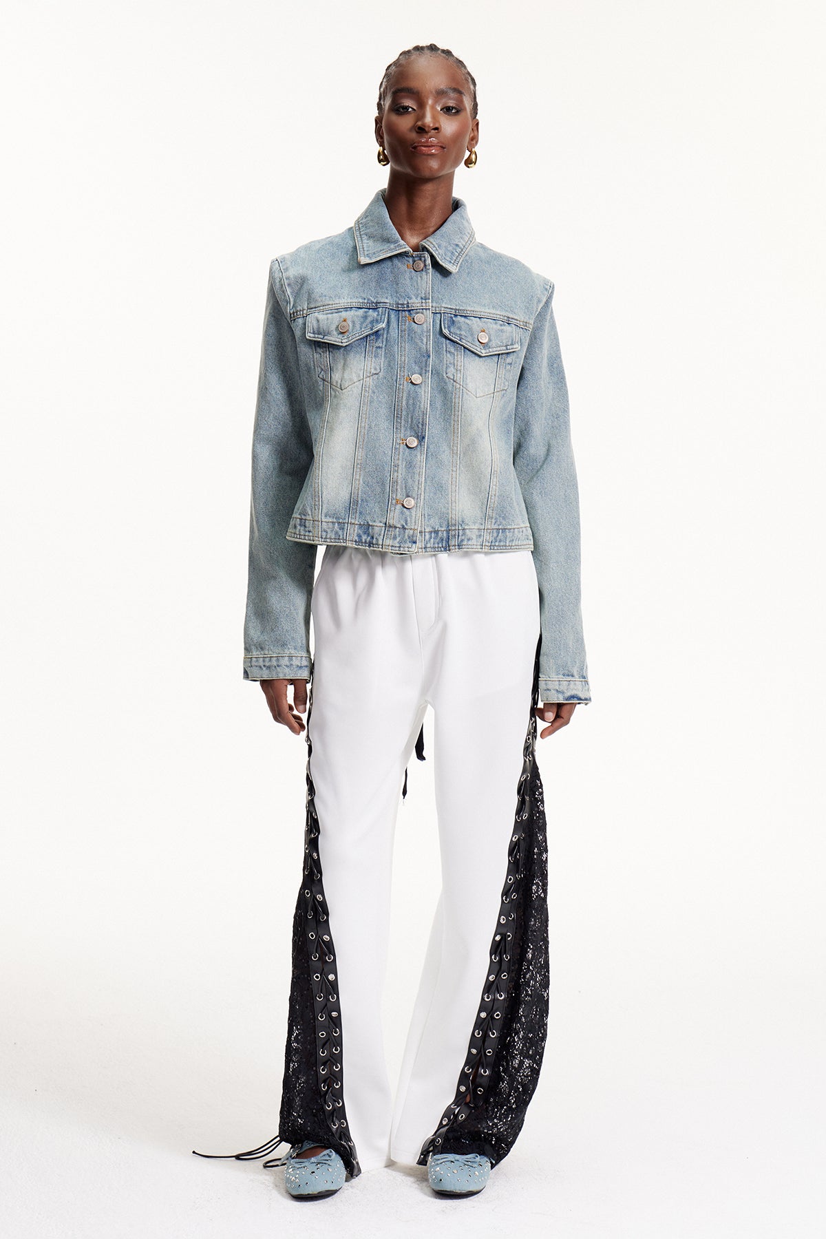Elowen Lace Up Denim Jacket