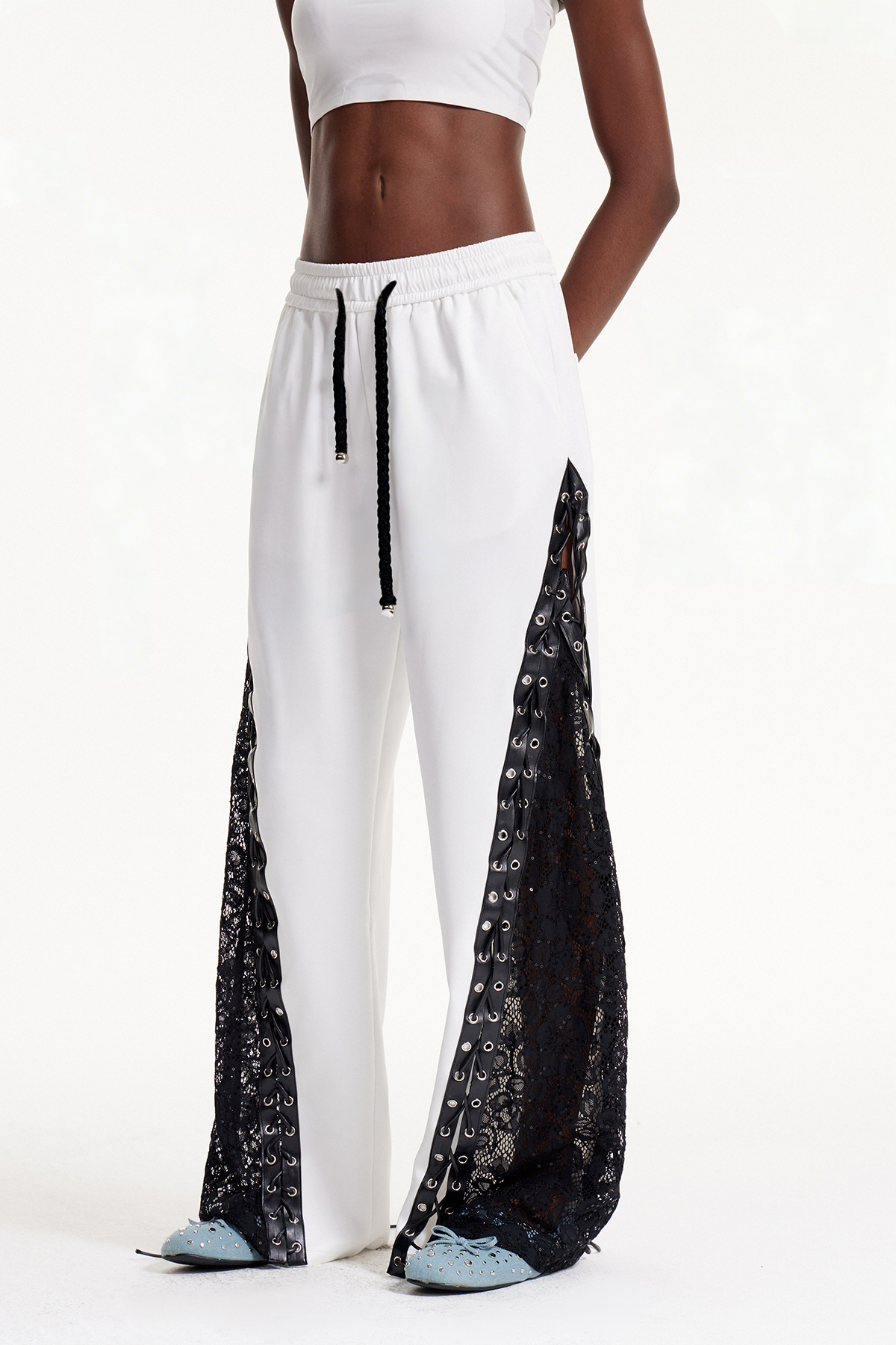 Elowyn Lace Up Lace Pants