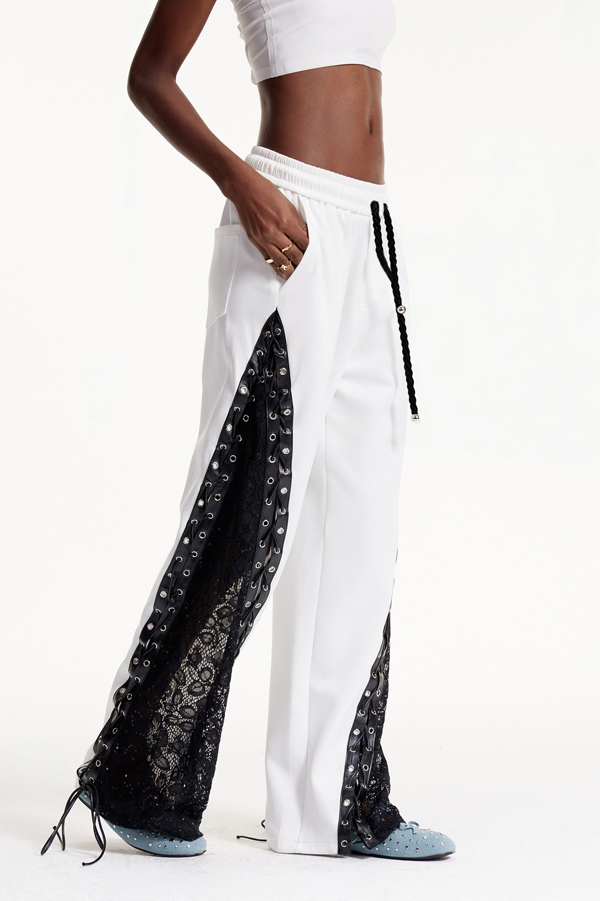 Elowyn Lace Up Lace Pants