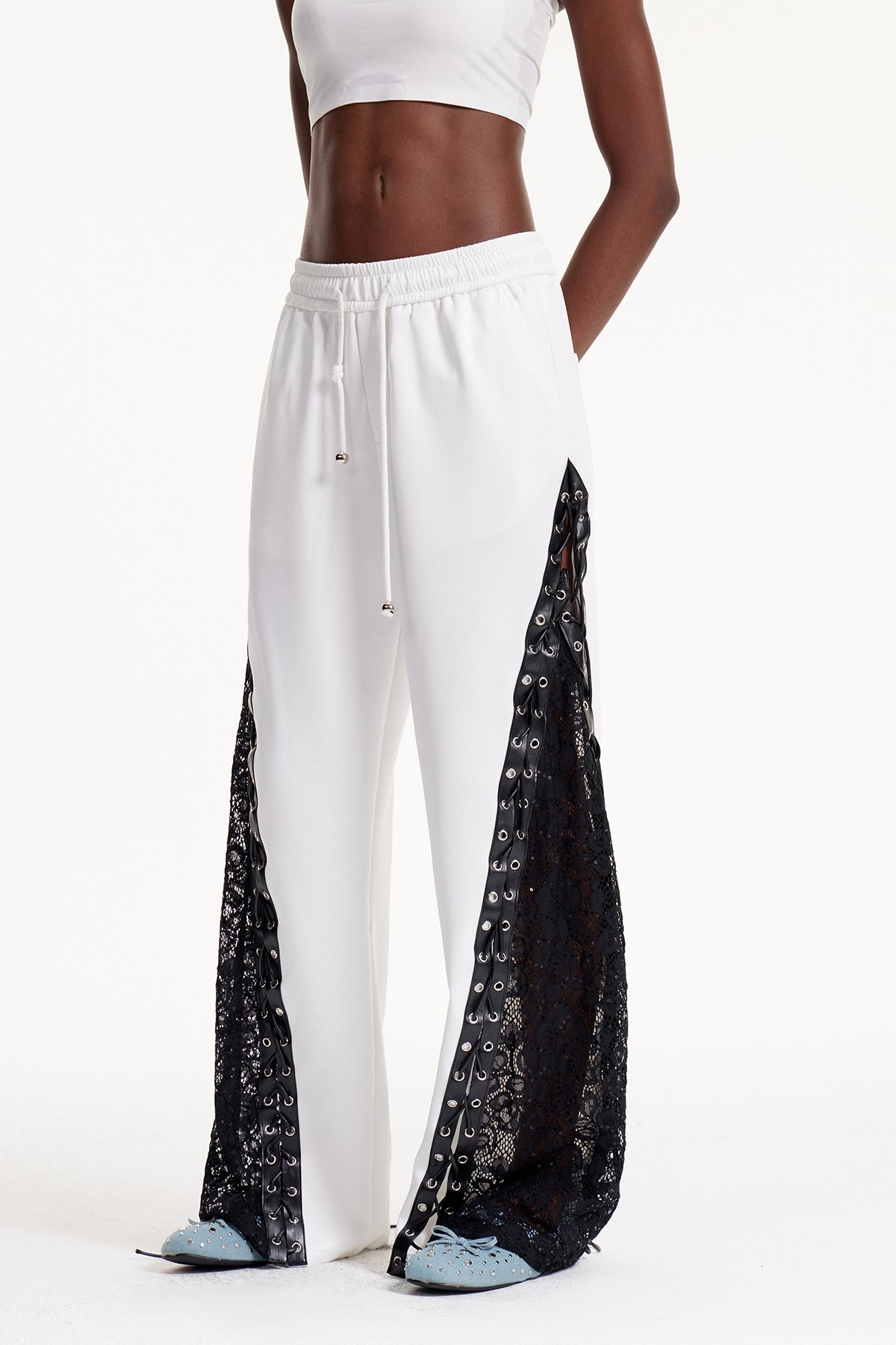 Elowyn Lace Up Lace Pants