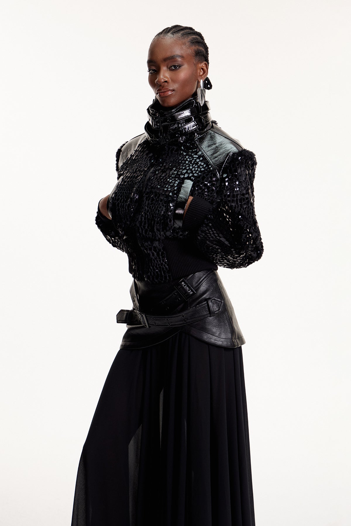 Elroy Asymmetric Sequin Leather Jacket