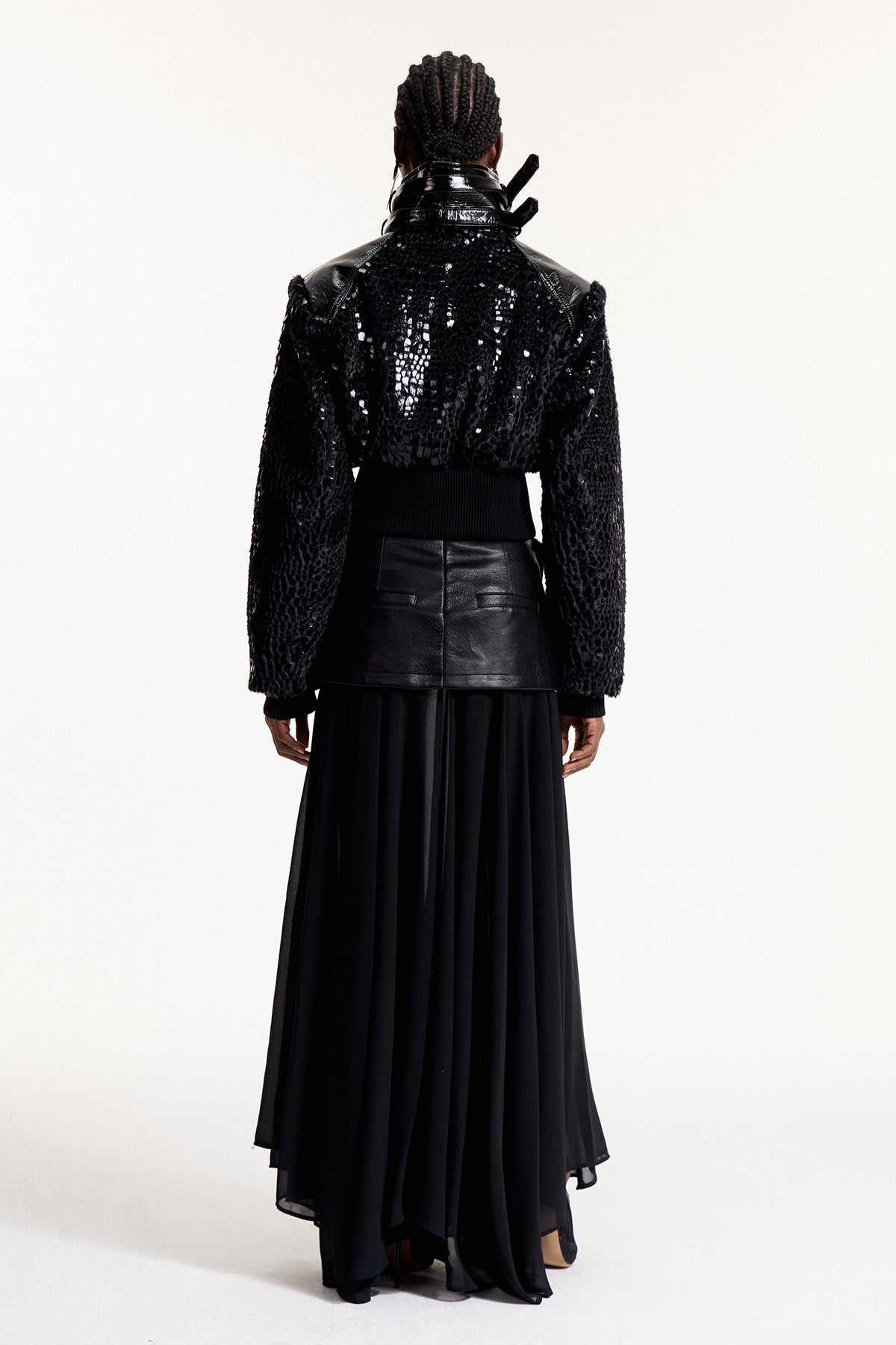 Elroy Asymmetric Sequin Leather Jacket