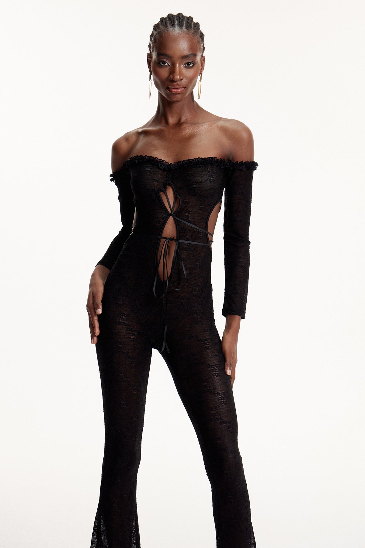Elsabeth Off Shoulder Lace Cutout Jumpsuit
