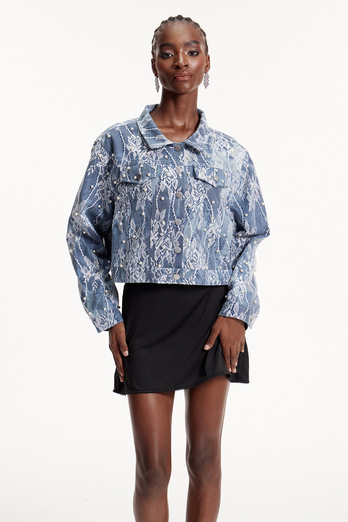 Elsbeth Lace Pearl Denim Jacket