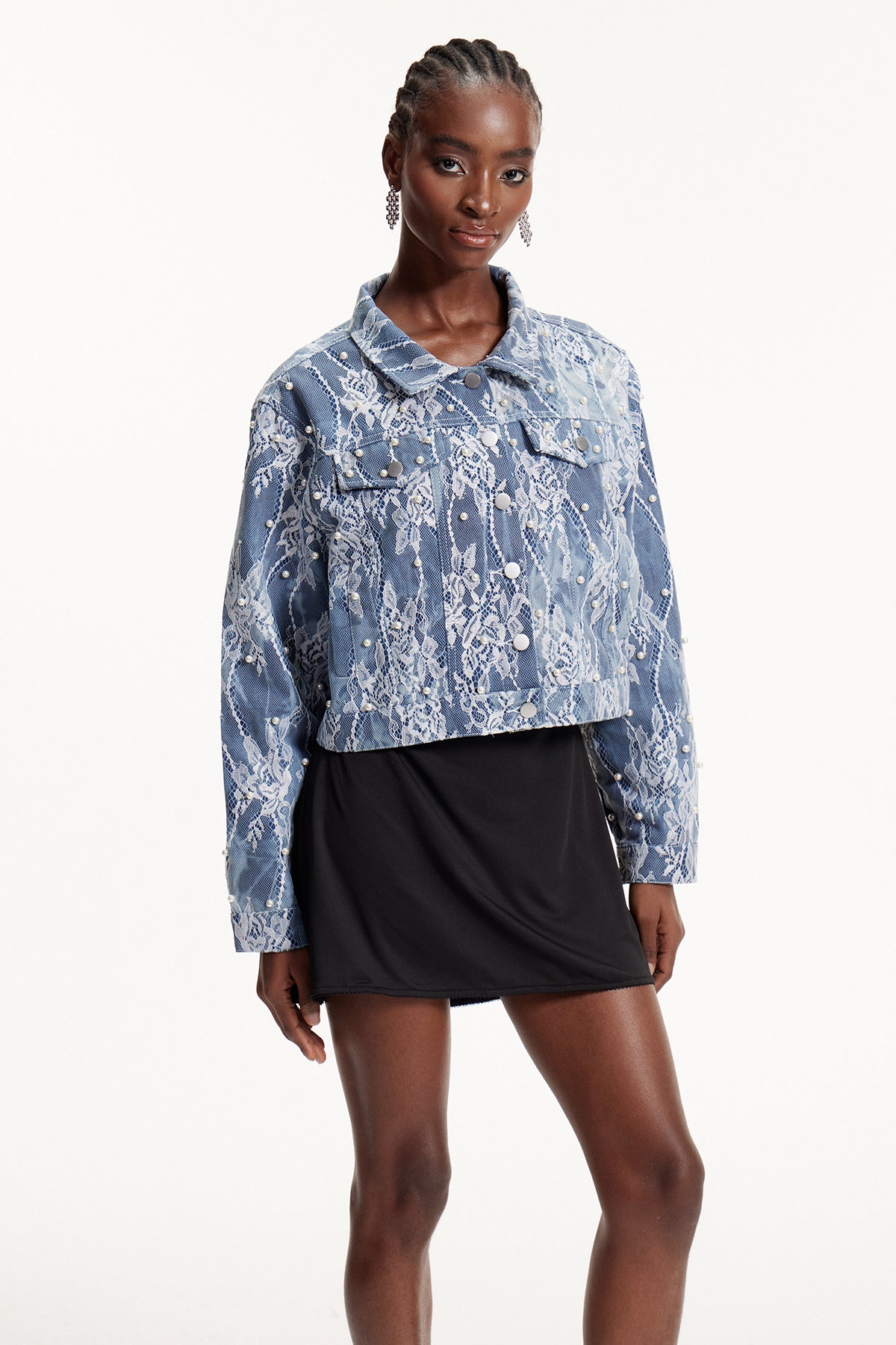 Elsbeth Lace Pearl Denim Jacket