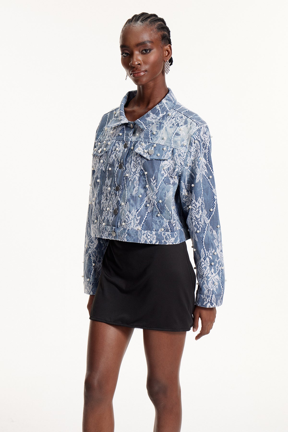 Elsbeth Lace Pearl Denim Jacket