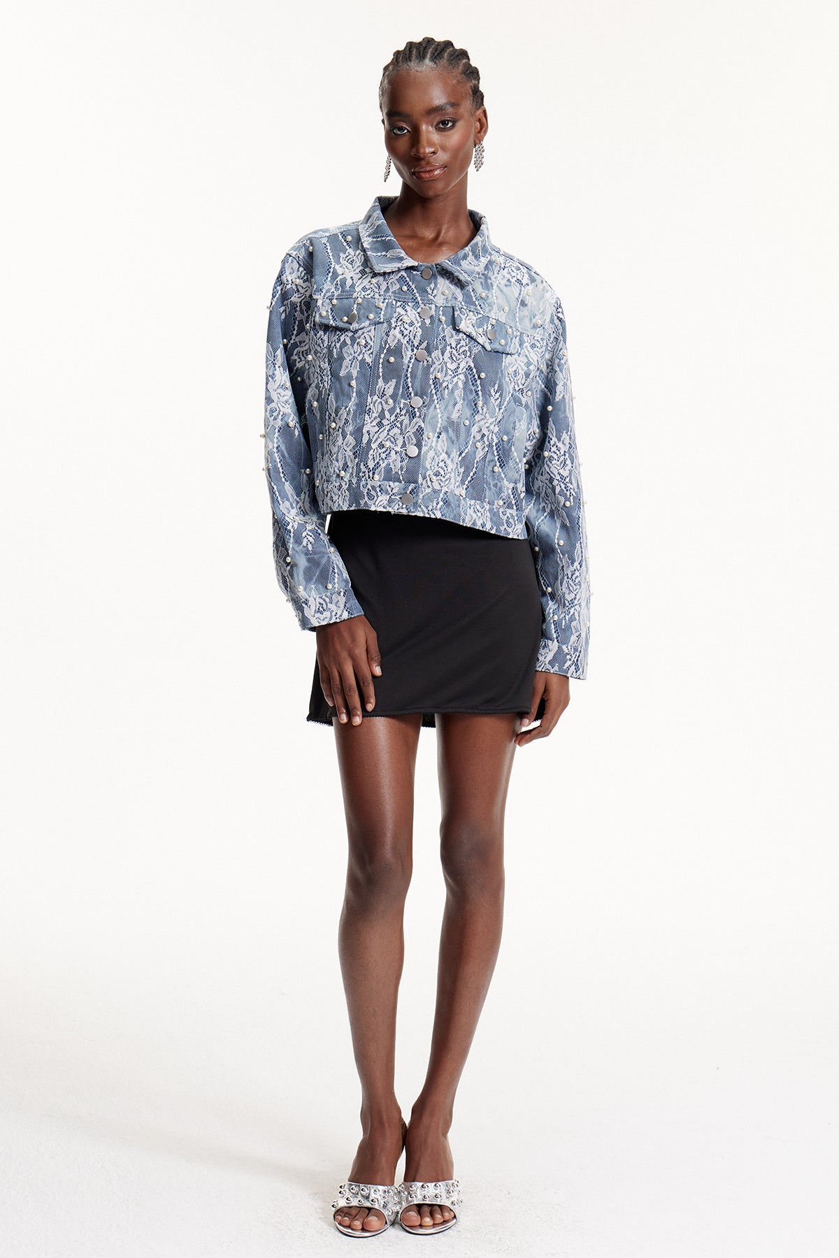 Elsbeth Lace Pearl Denim Jacket