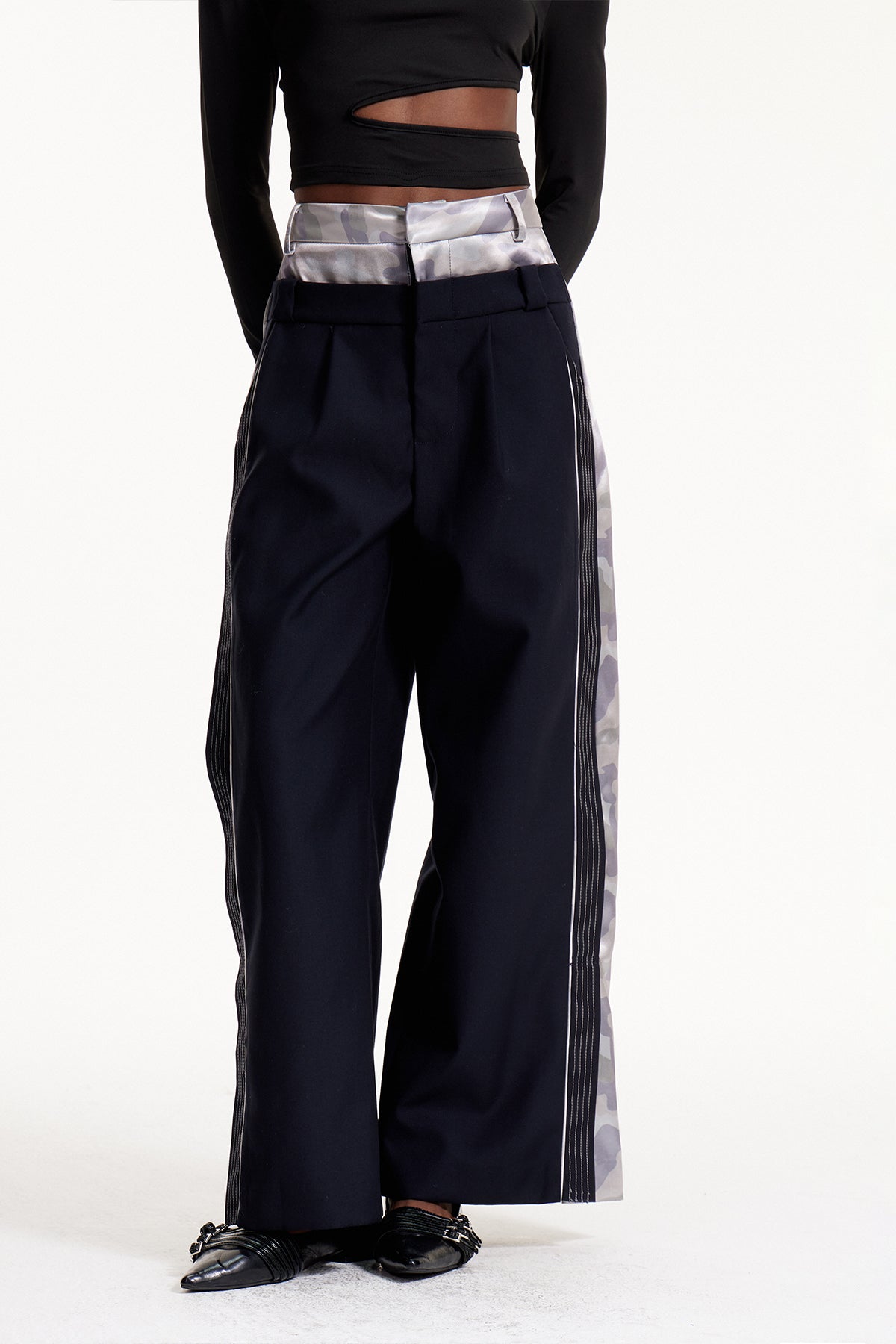 Elske Camouflage Print Deconstruct Pants