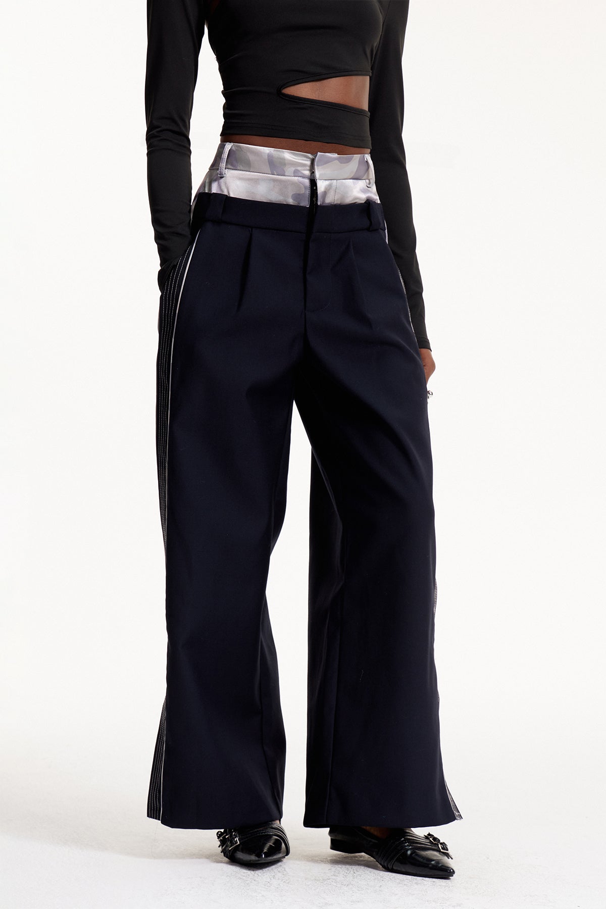 Elske Camouflage Print Deconstruct Pants