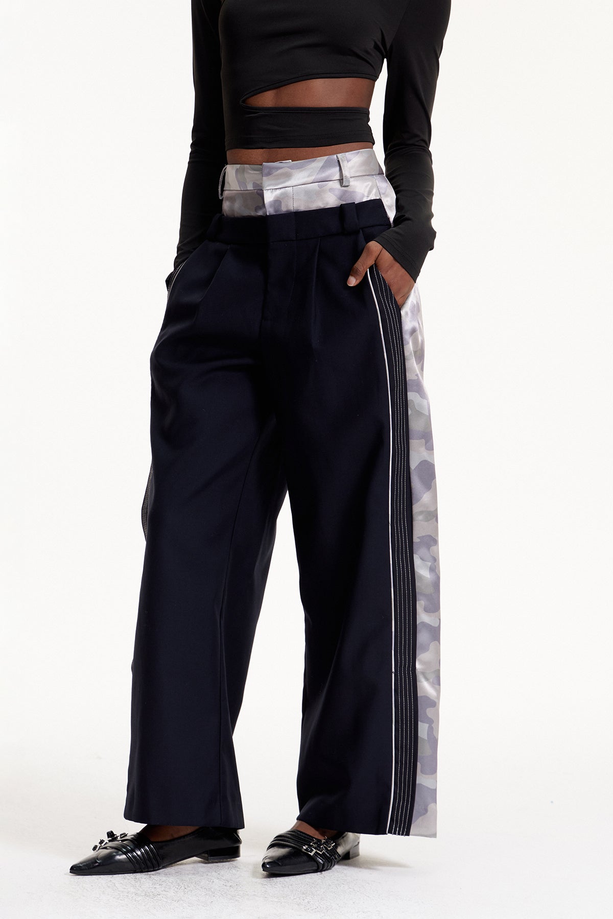 Elske Camouflage Print Deconstruct Pants