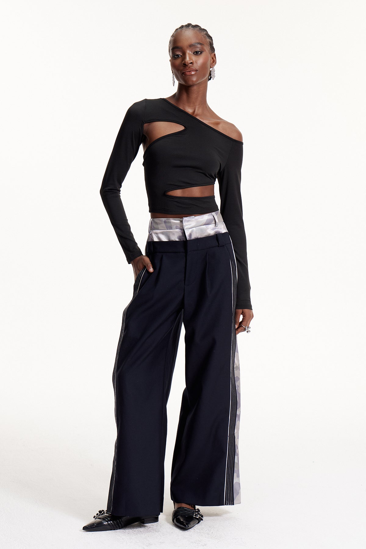 Elske Camouflage Print Deconstruct Pants