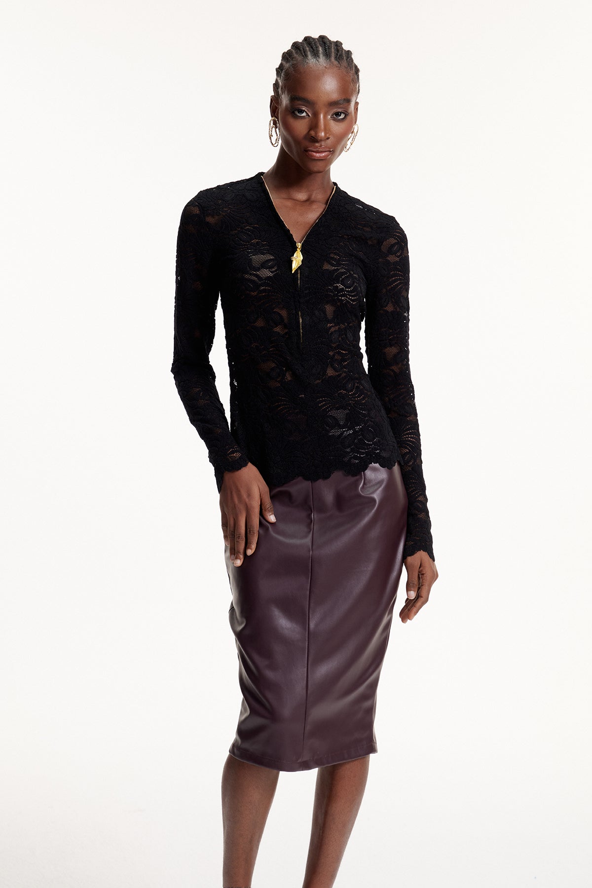 Elton Lace Zipper Top