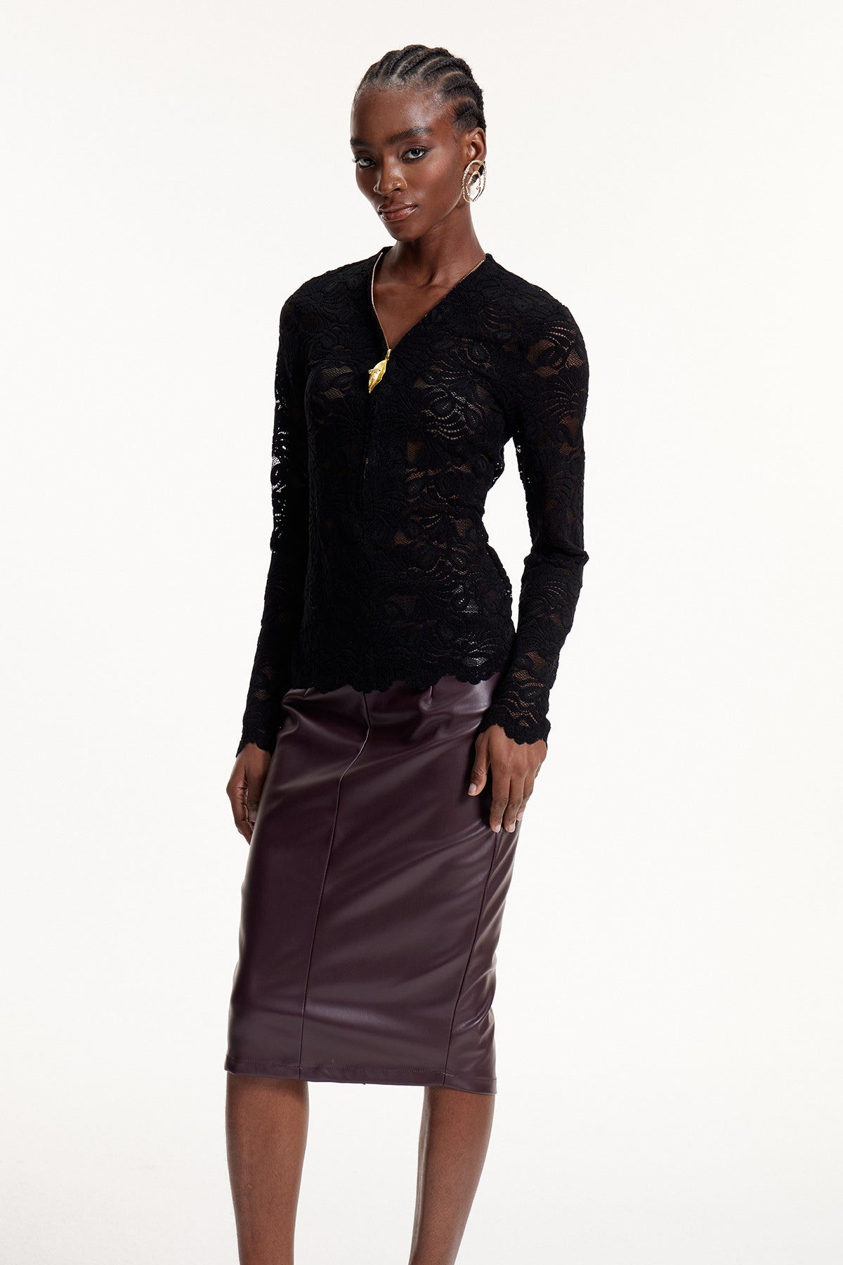 Elton Lace Zipper Top