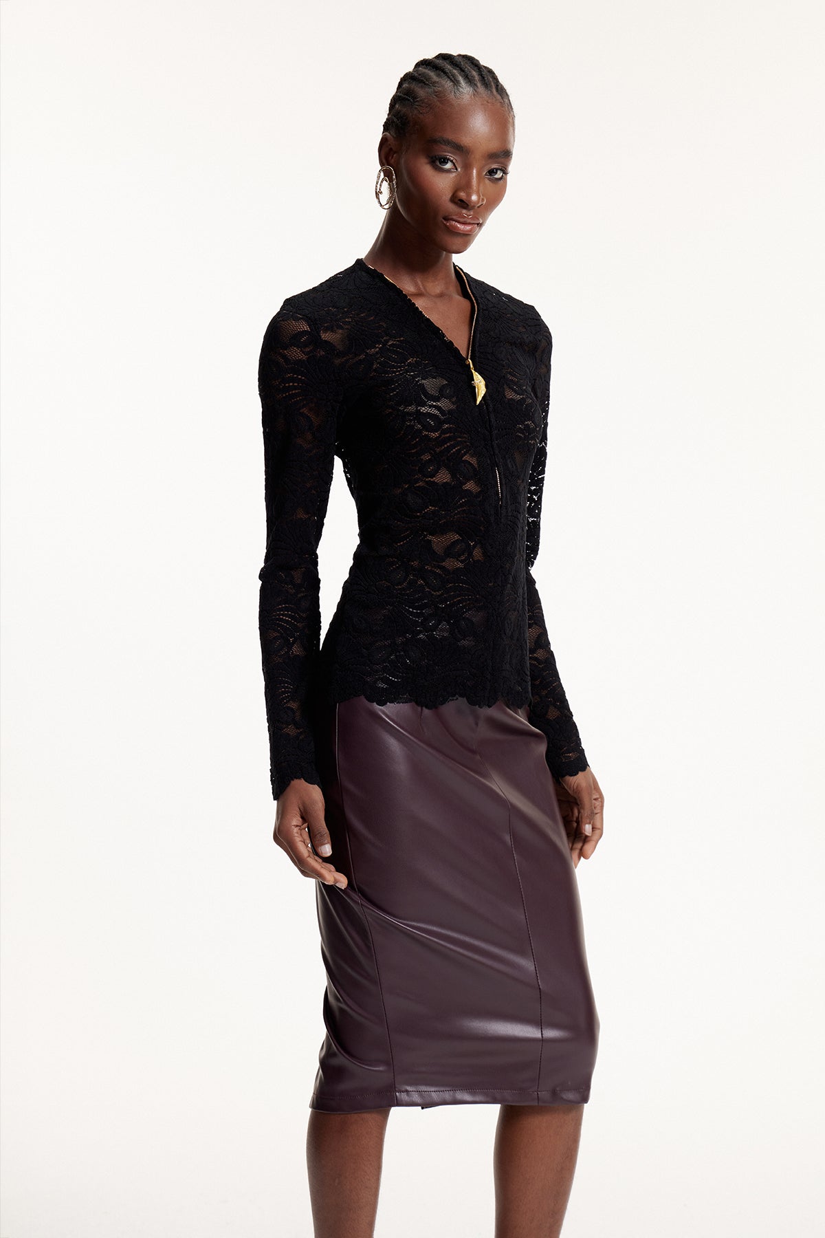 Elton Lace Zipper Top