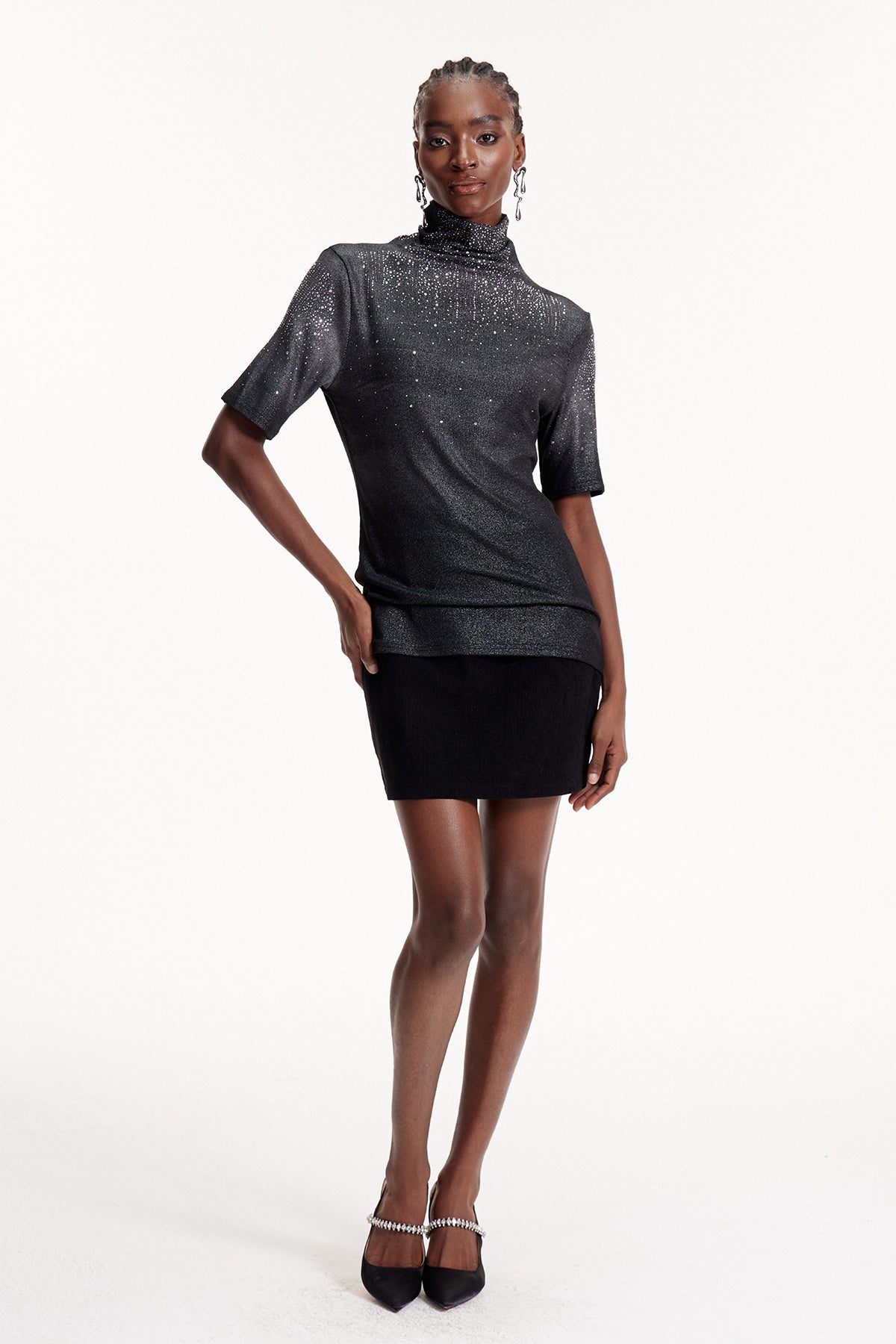 Elvi Glitter Rhinestone T Shirt