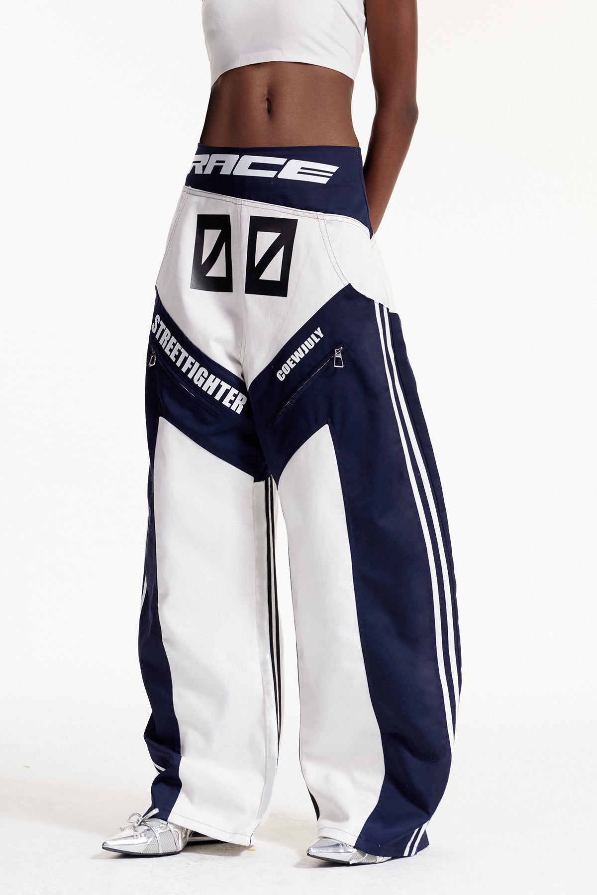 Elvin Stripe Deconstruct Barrel Jeans