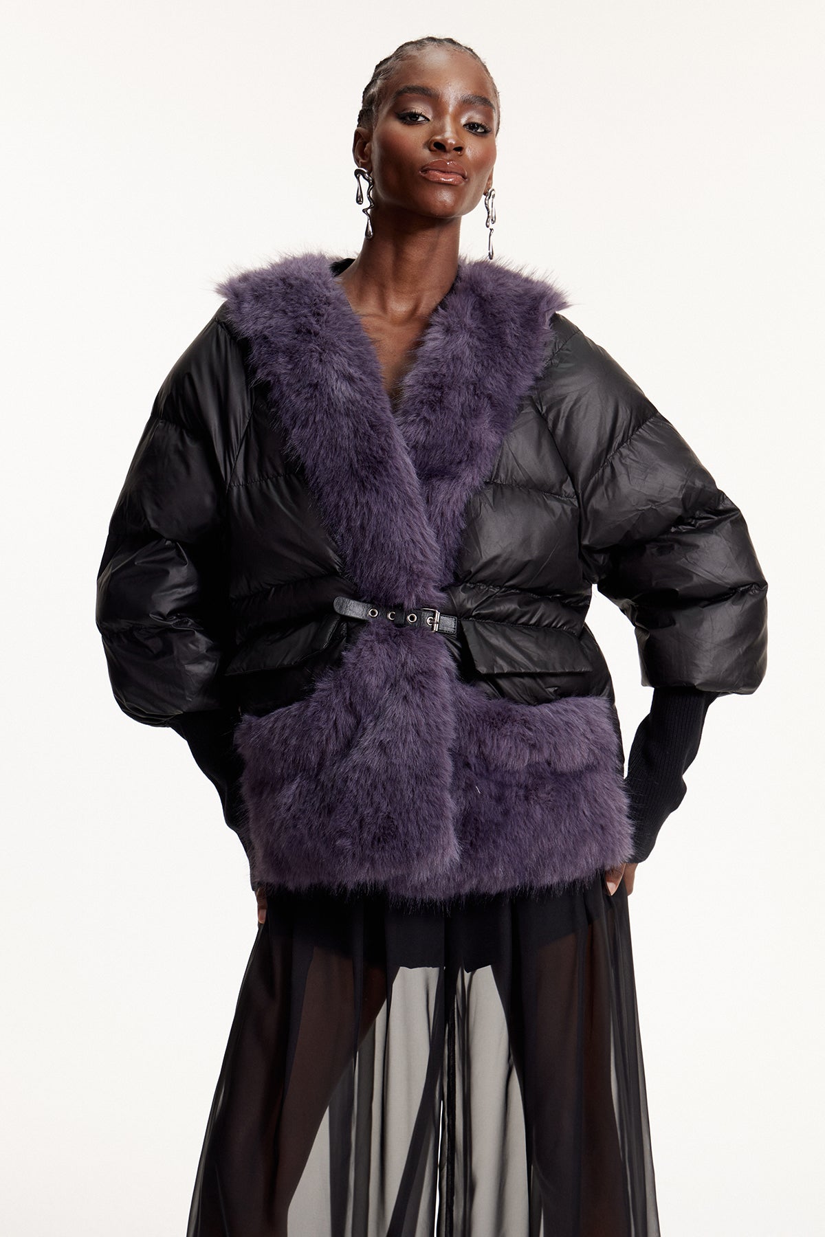 Elvire Deconstruct Faux Fur Jacket