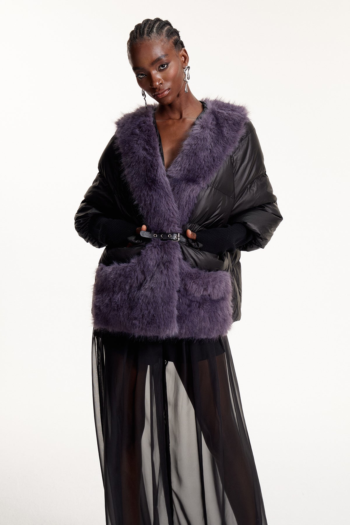 Elvire Deconstruct Faux Fur Jacket