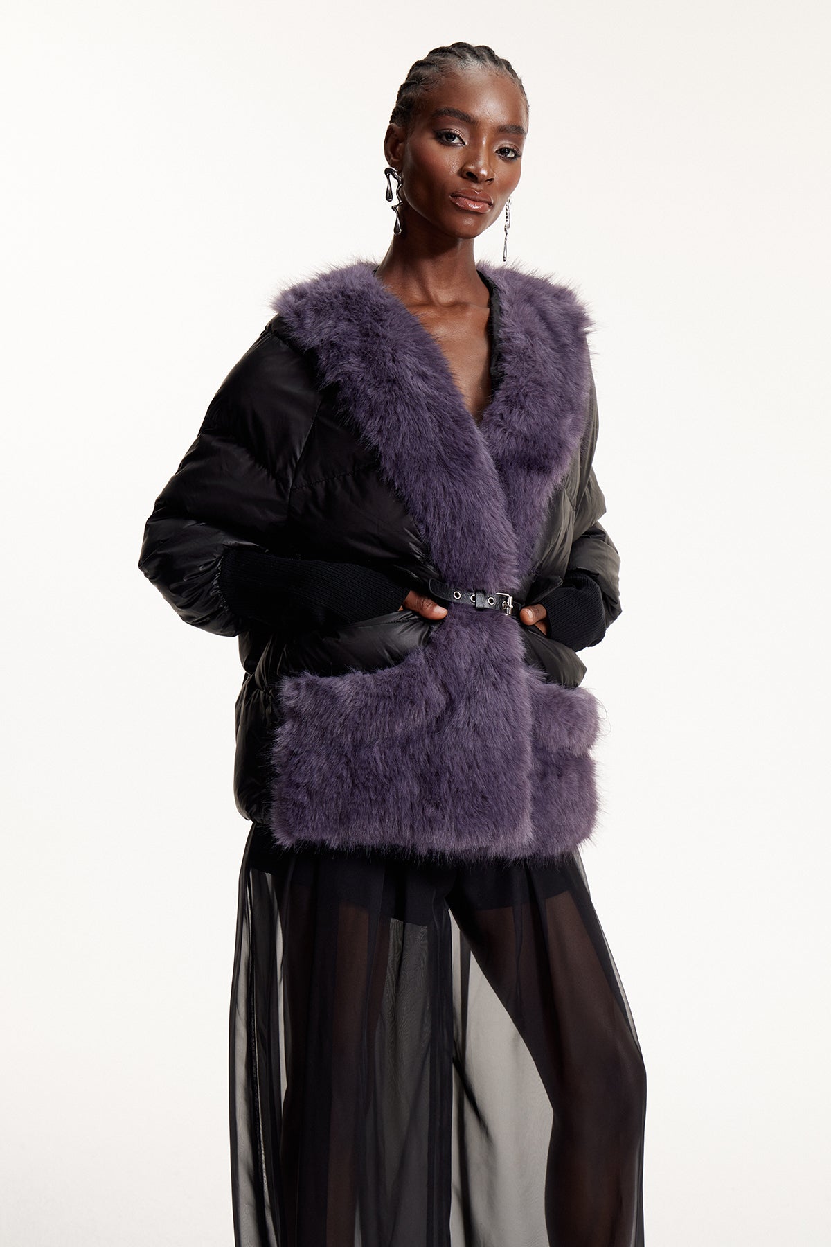 Elvire Deconstruct Faux Fur Jacket