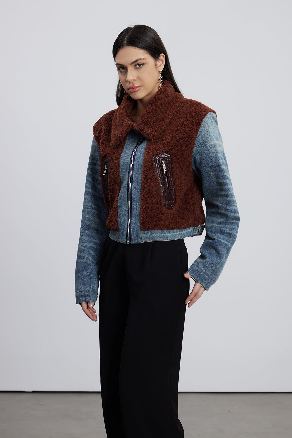 Emese Sherpa Deconstruct Denim Jacket