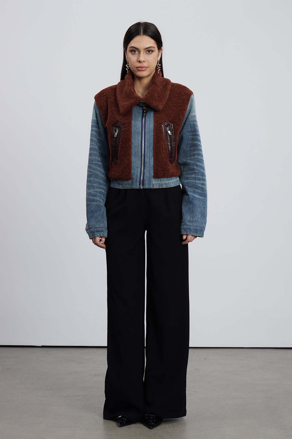 Emese Sherpa Deconstruct Denim Jacket