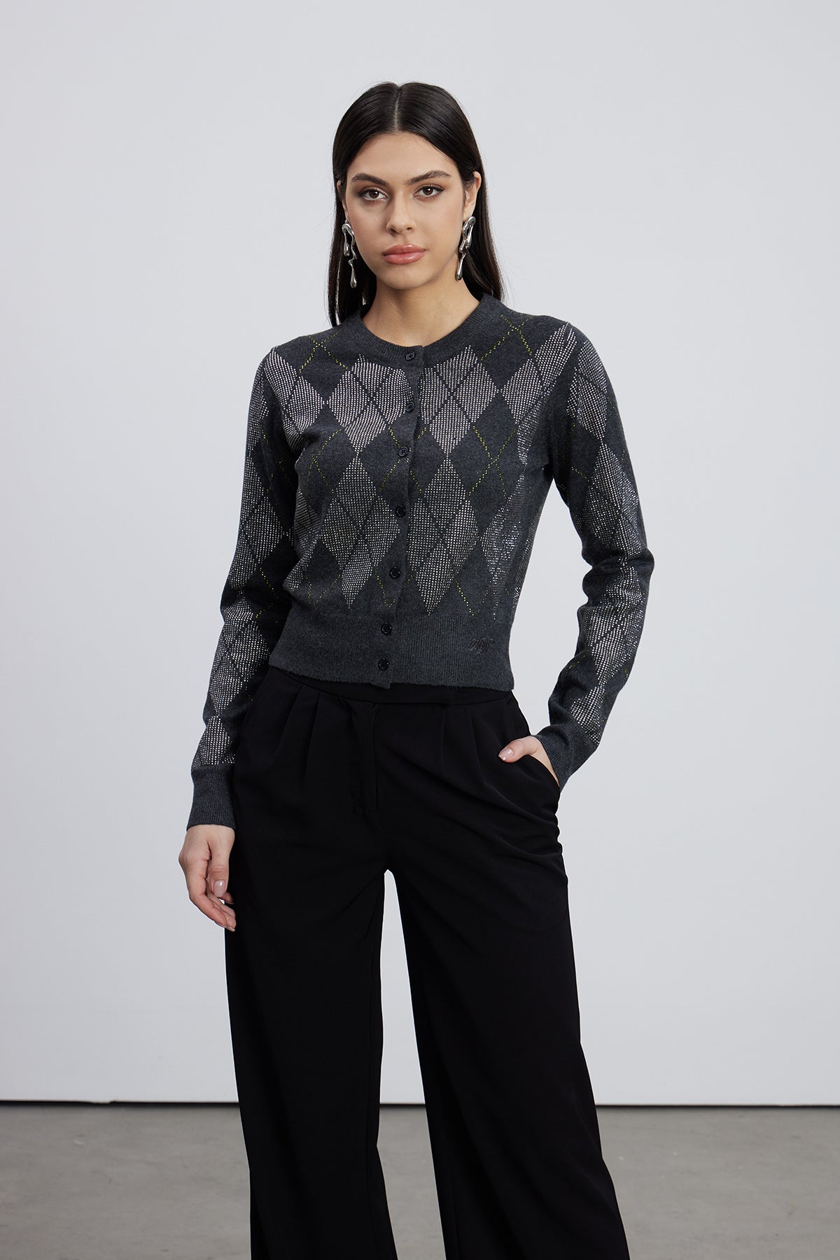 Emiliana Rhinestone Diamond Pattern Top