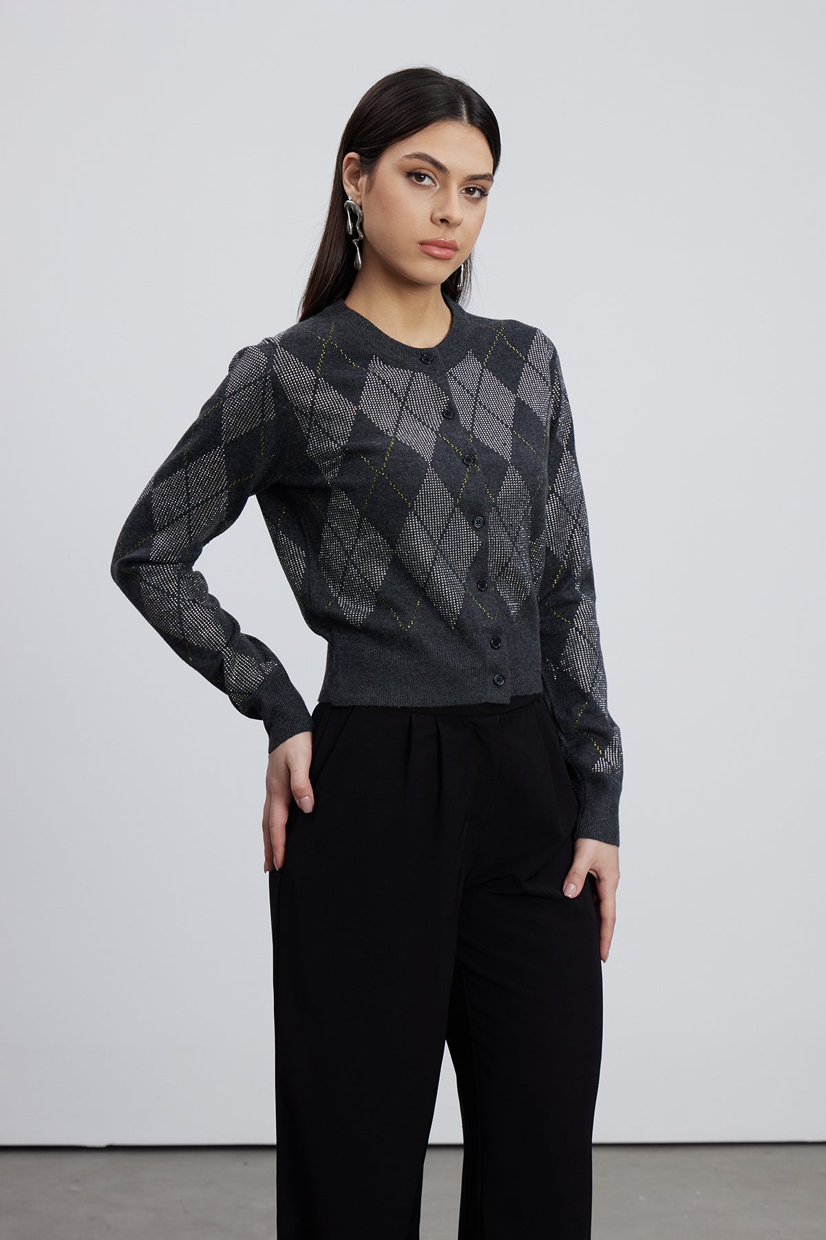 Emiliana Rhinestone Diamond Pattern Top