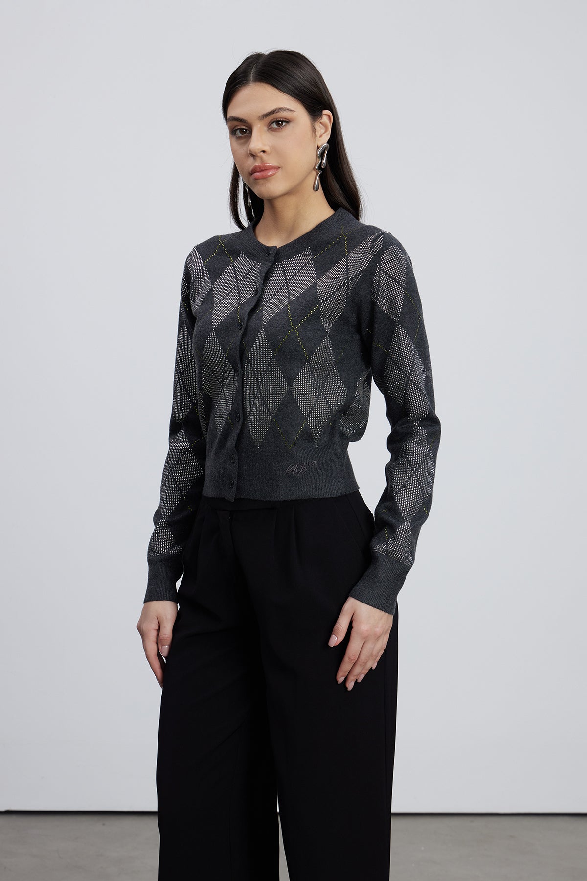 Emiliana Rhinestone Diamond Pattern Top