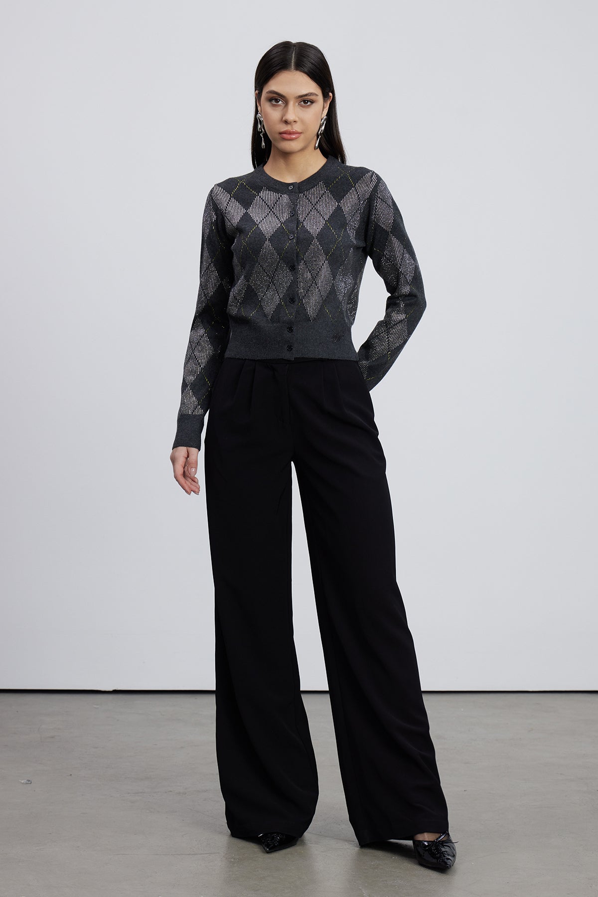 Emiliana Rhinestone Diamond Pattern Top