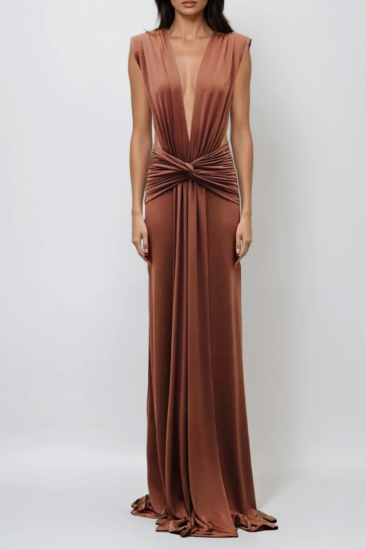 Emmanuhel Plunge Twist Maxi Dress