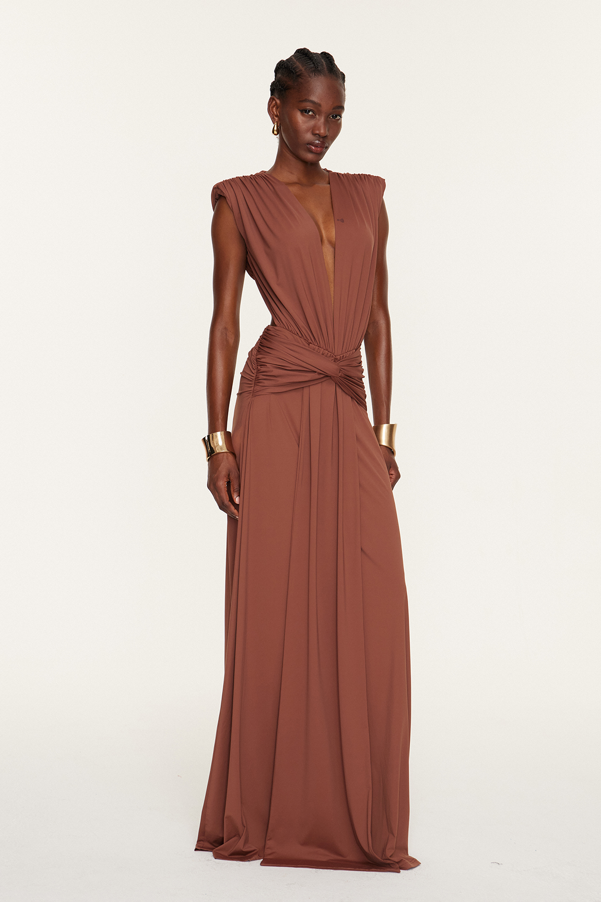 Emmanuhel Plunge Twist Maxi Dress