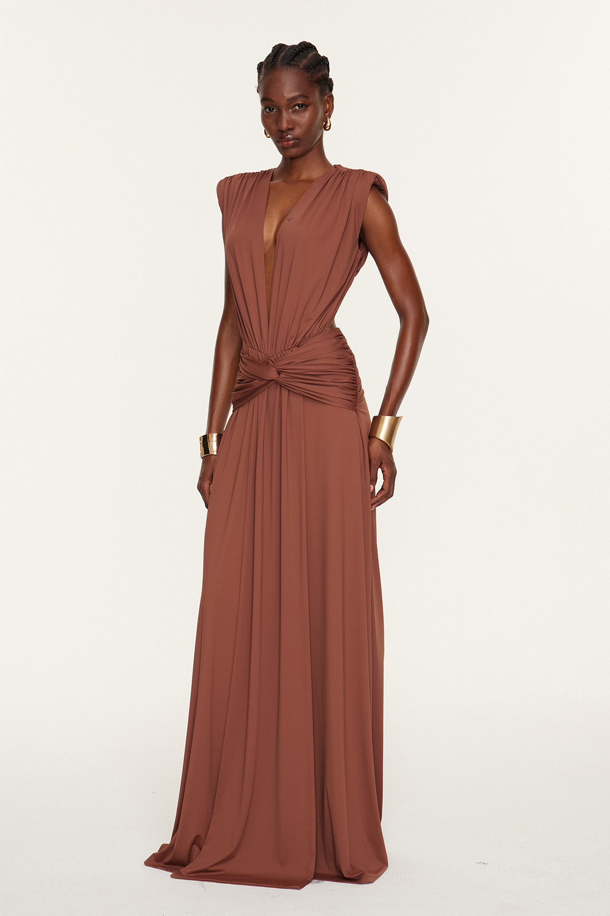 Emmanuhel Plunge Twist Maxi Dress