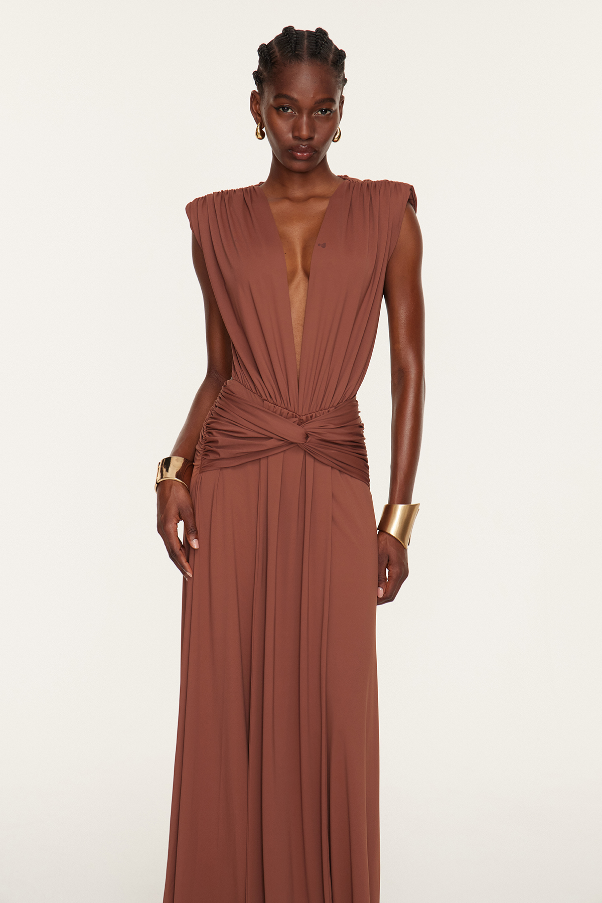 Emmanuhel Plunge Twist Maxi Dress