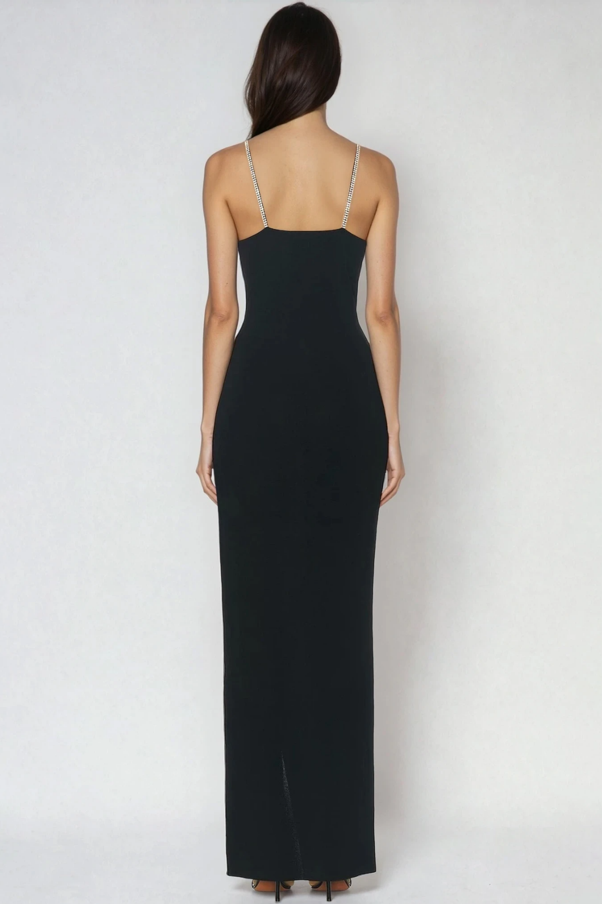 Emmie Spaghetti Crystal Bandage Maxi Dress