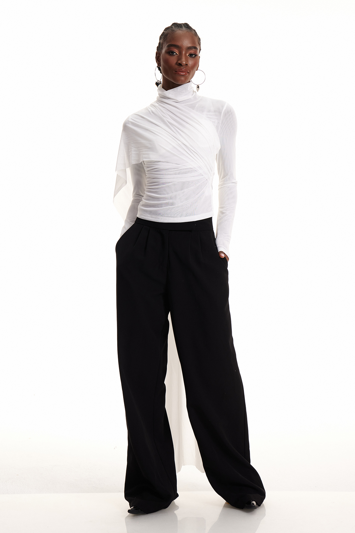 Emperatriz Asymmetric Fringe Mesh Top