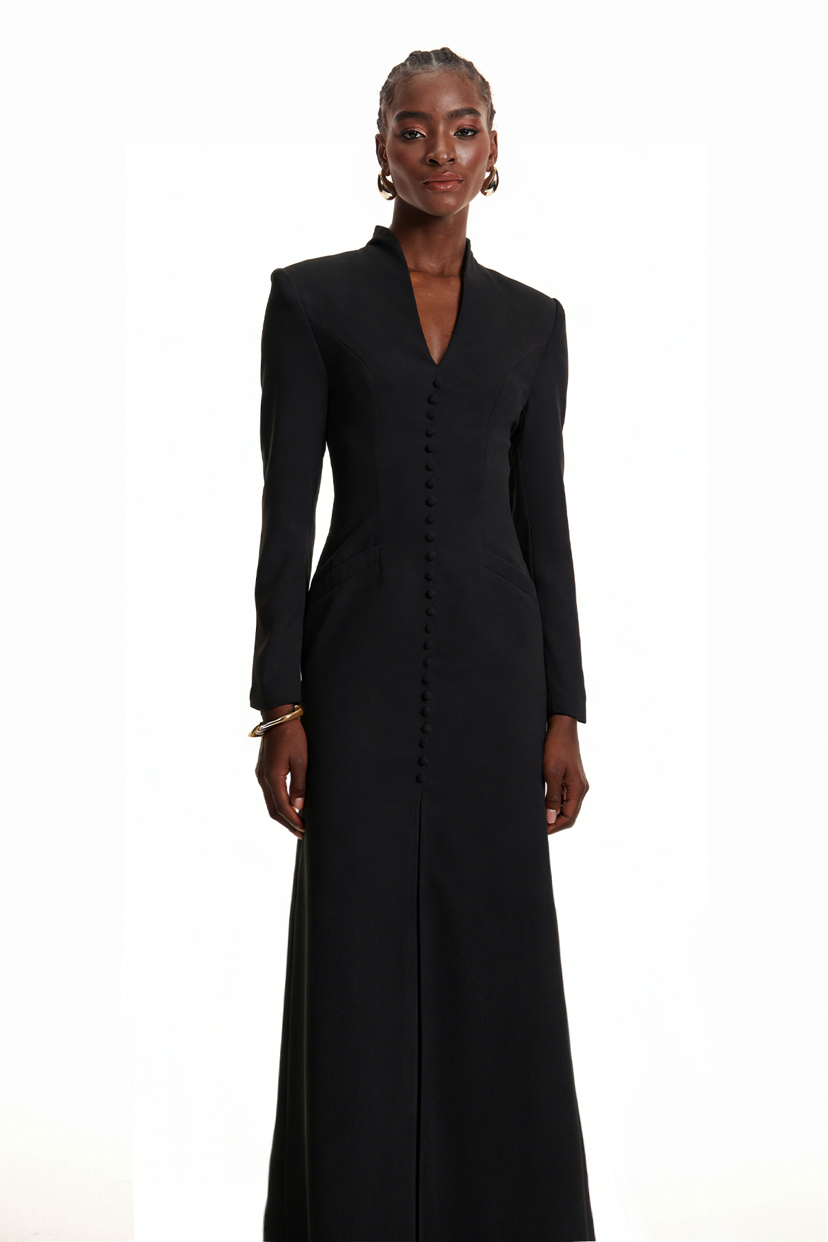 Emyr Single Breasted Maxi Dress In Black