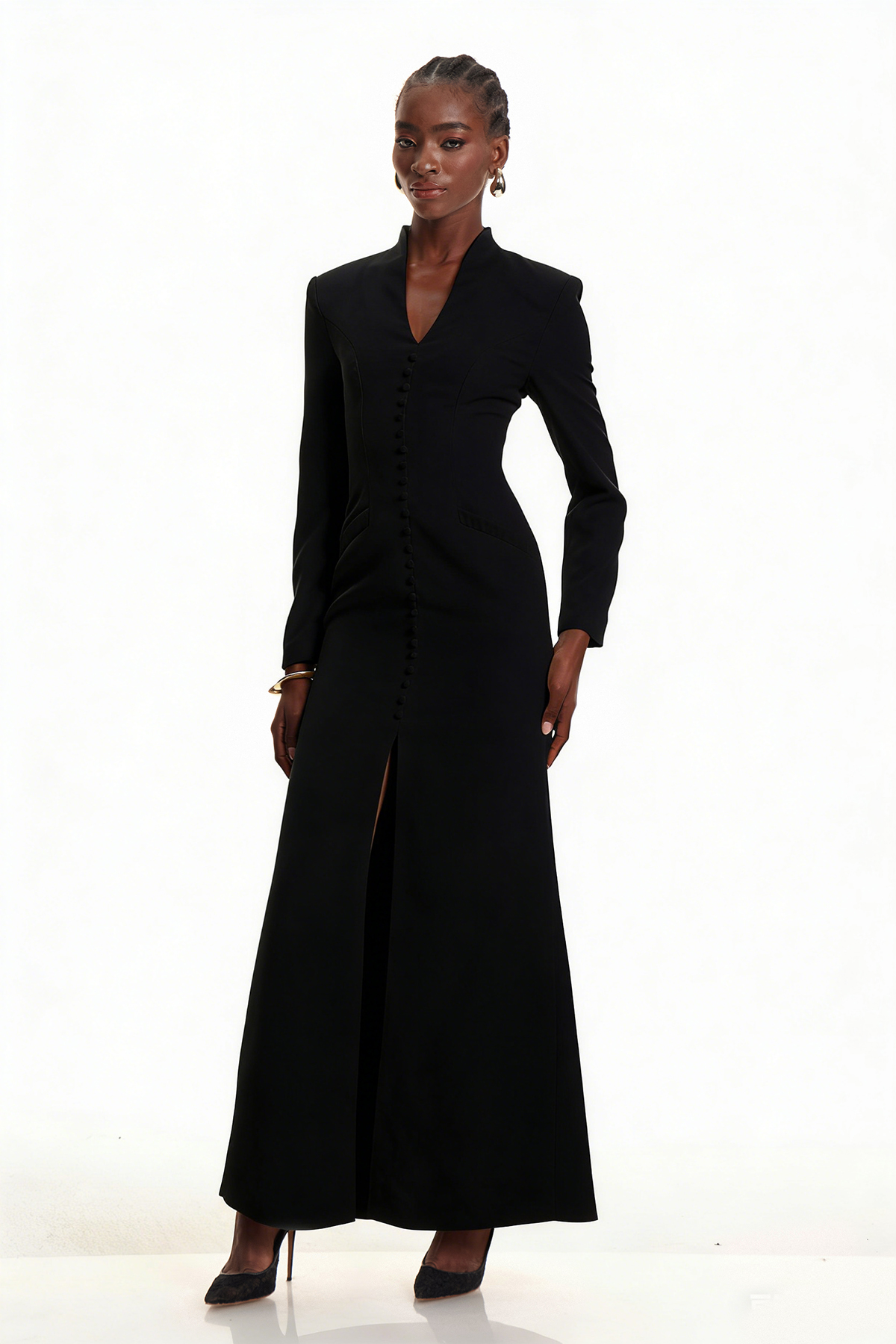 Emyr Single Breasted Maxi Dress In Black