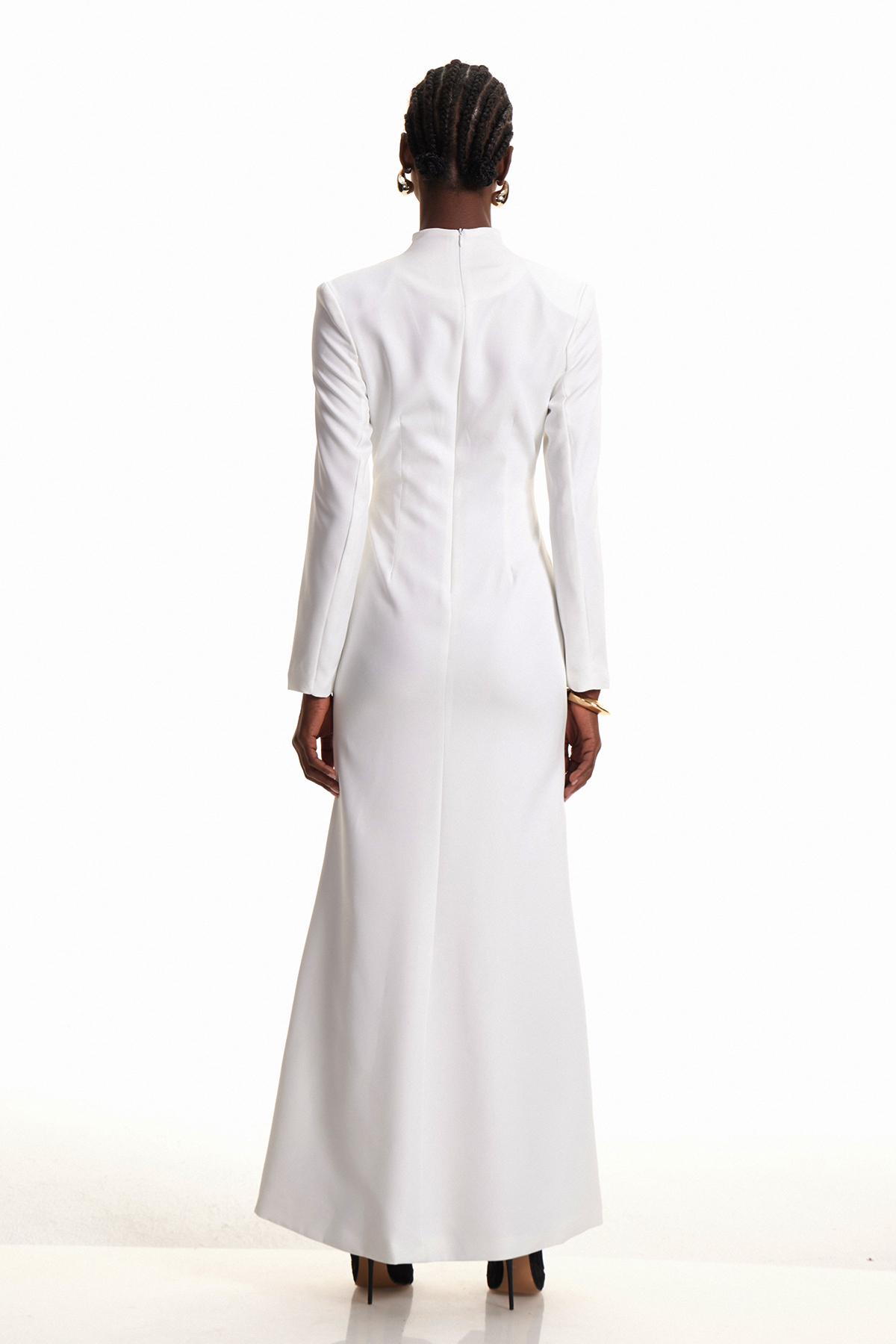 Emyr Single Breasted Maxi Dress In White