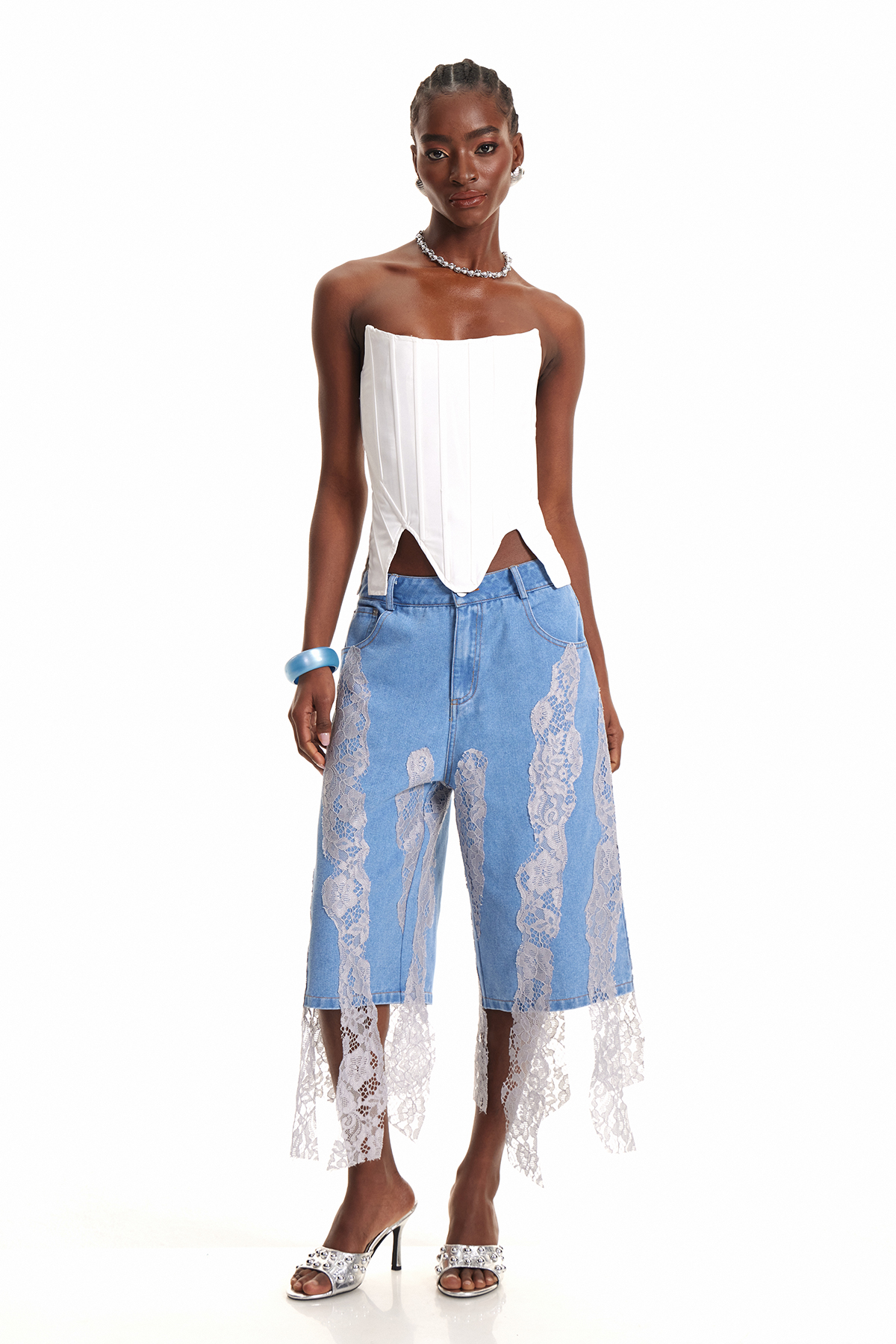 Enas Lace Deconstruct Bermuda Shorts