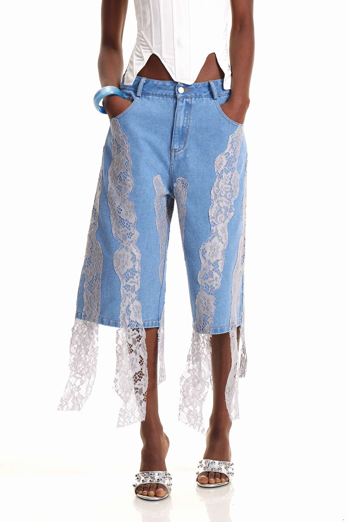 Enas Lace Deconstruct Bermuda Shorts