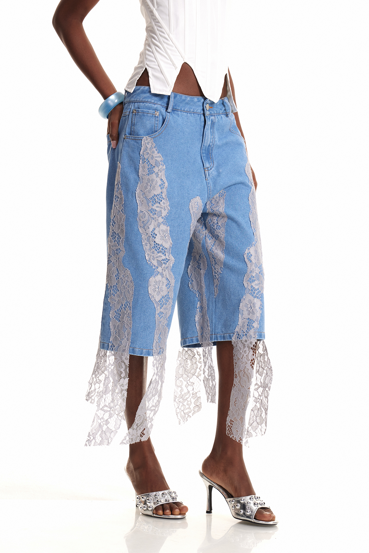 Enas Lace Deconstruct Bermuda Shorts