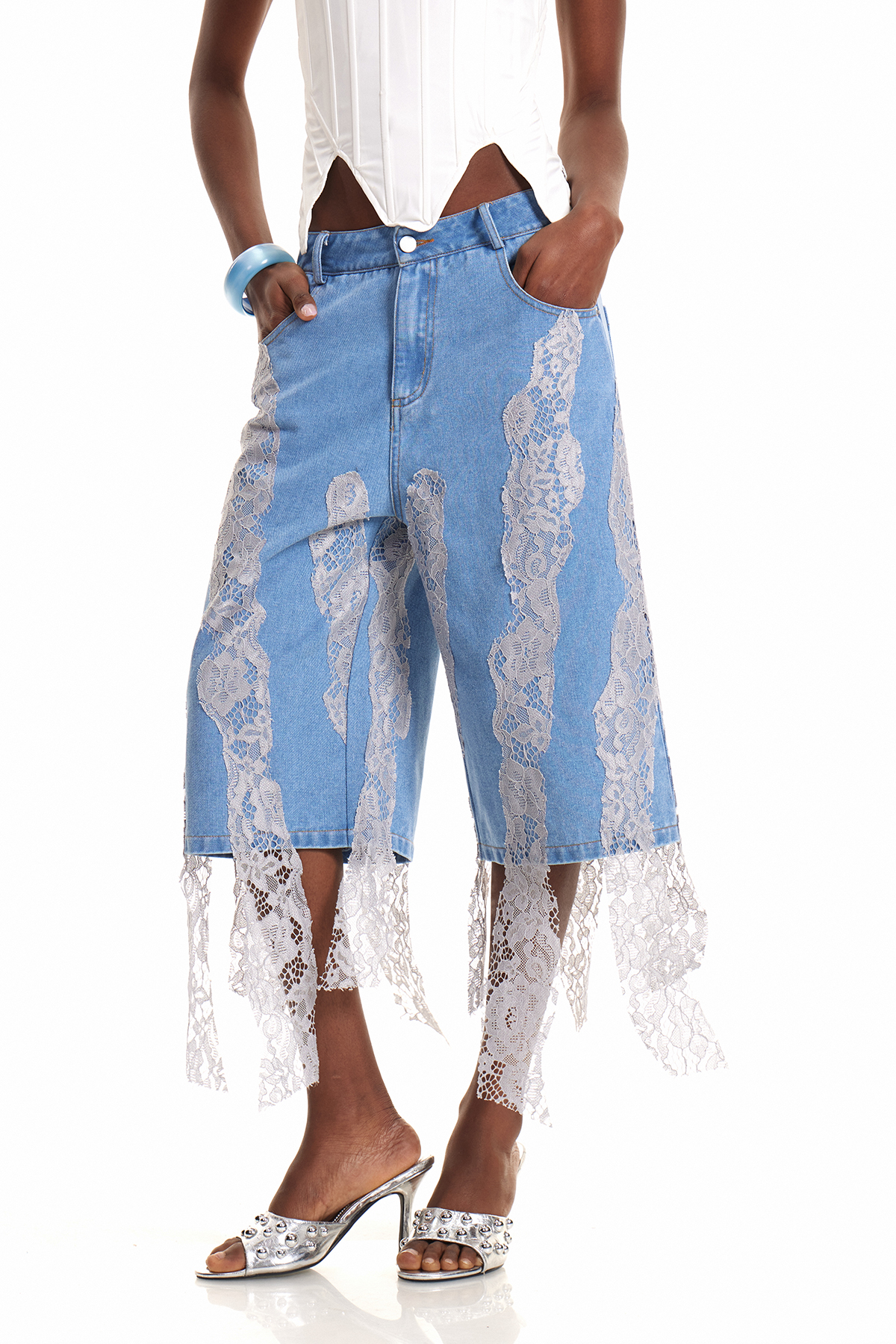 Enas Lace Deconstruct Bermuda Shorts