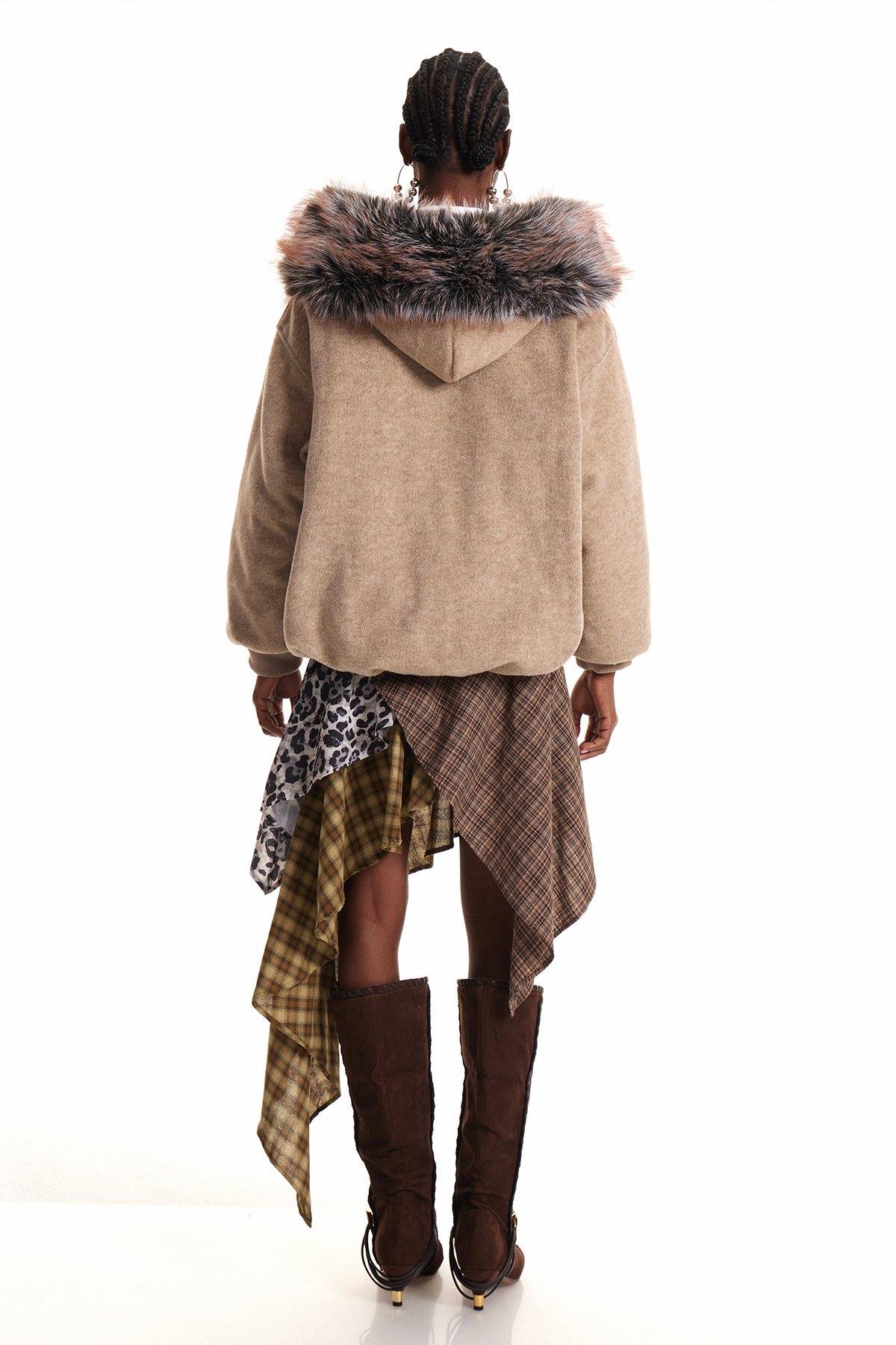 Edoardo Grid Leopard Mini Skirt