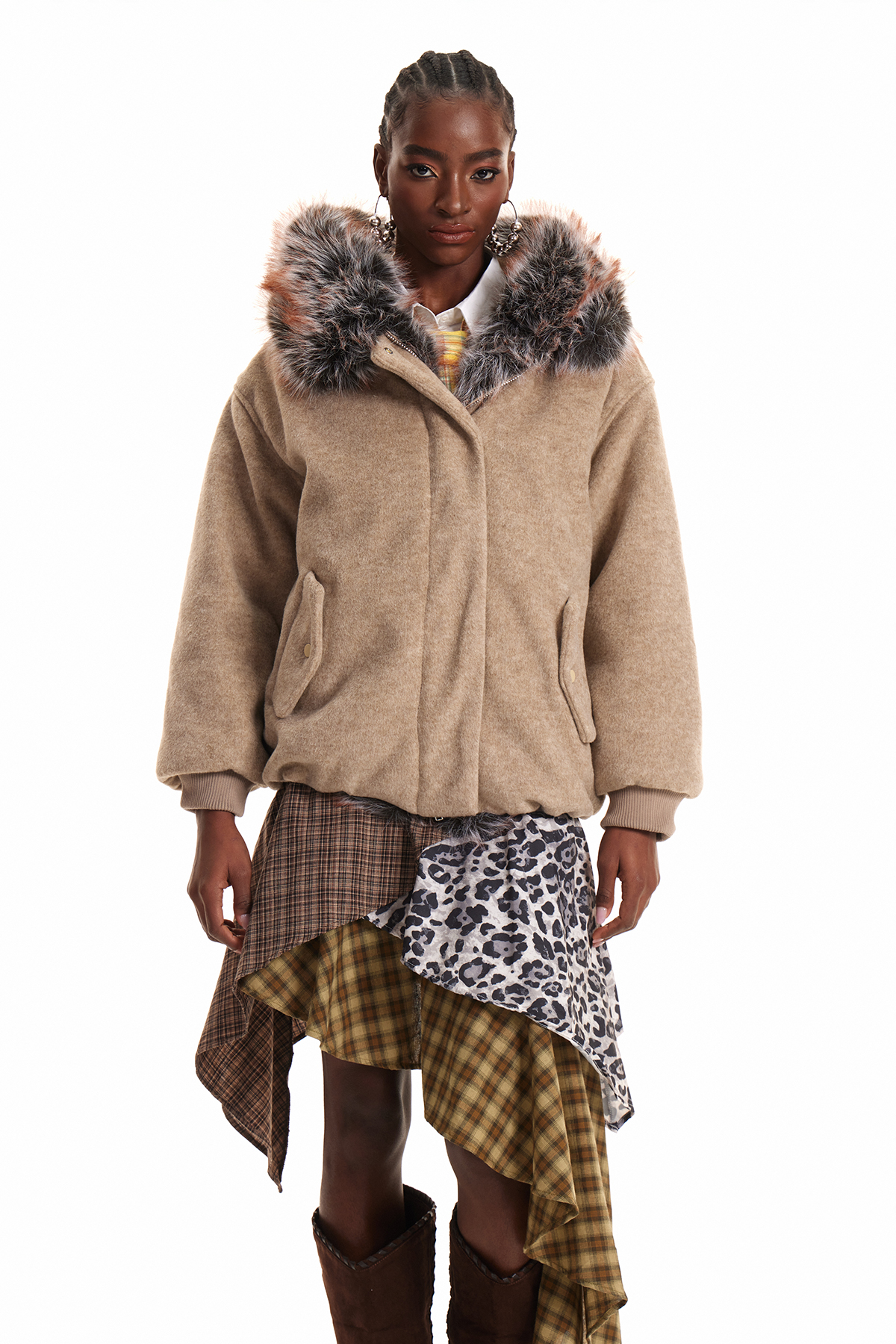 Endang Faux Fur Wool Jacket