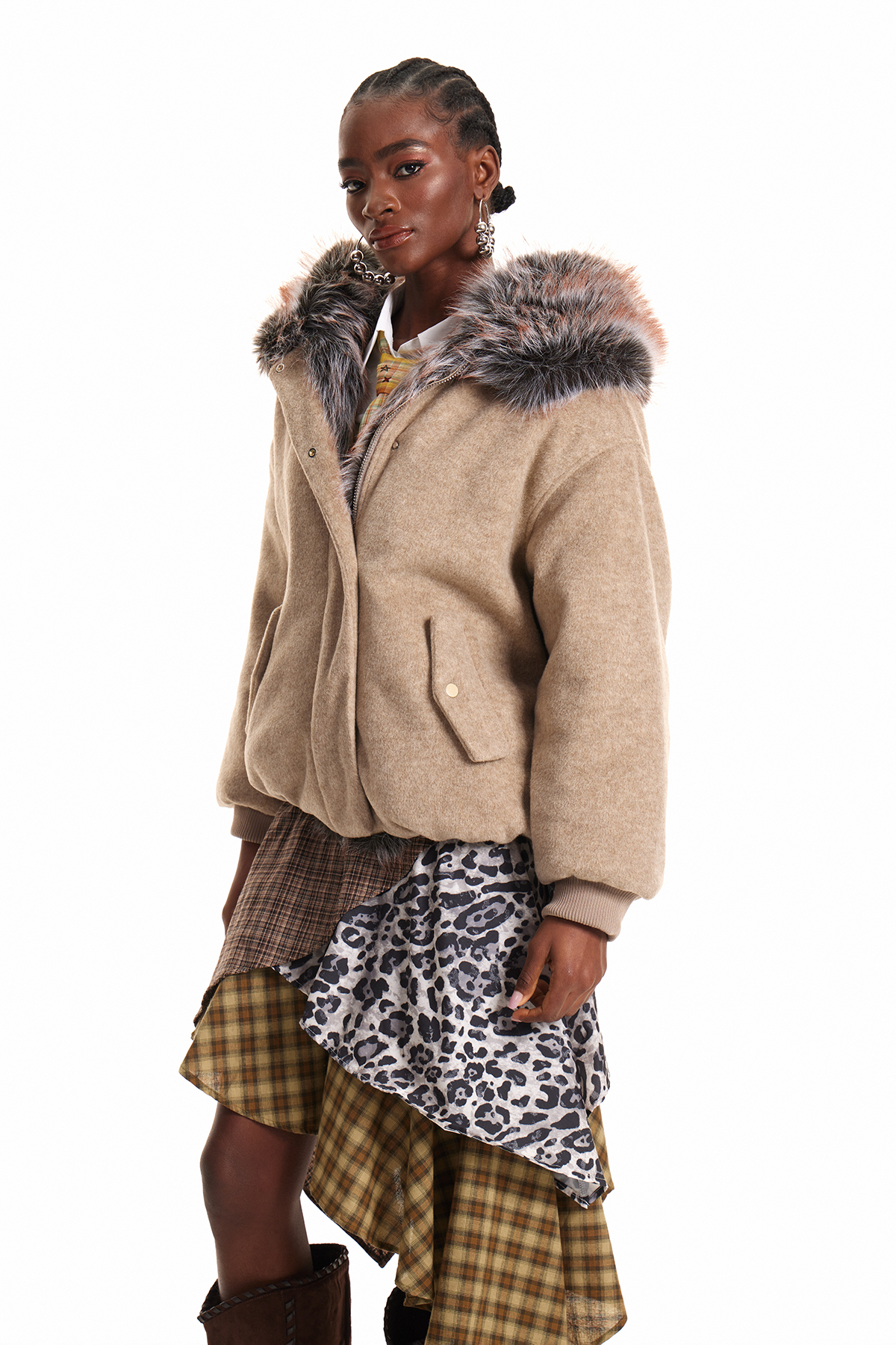 Endang Faux Fur Wool Jacket